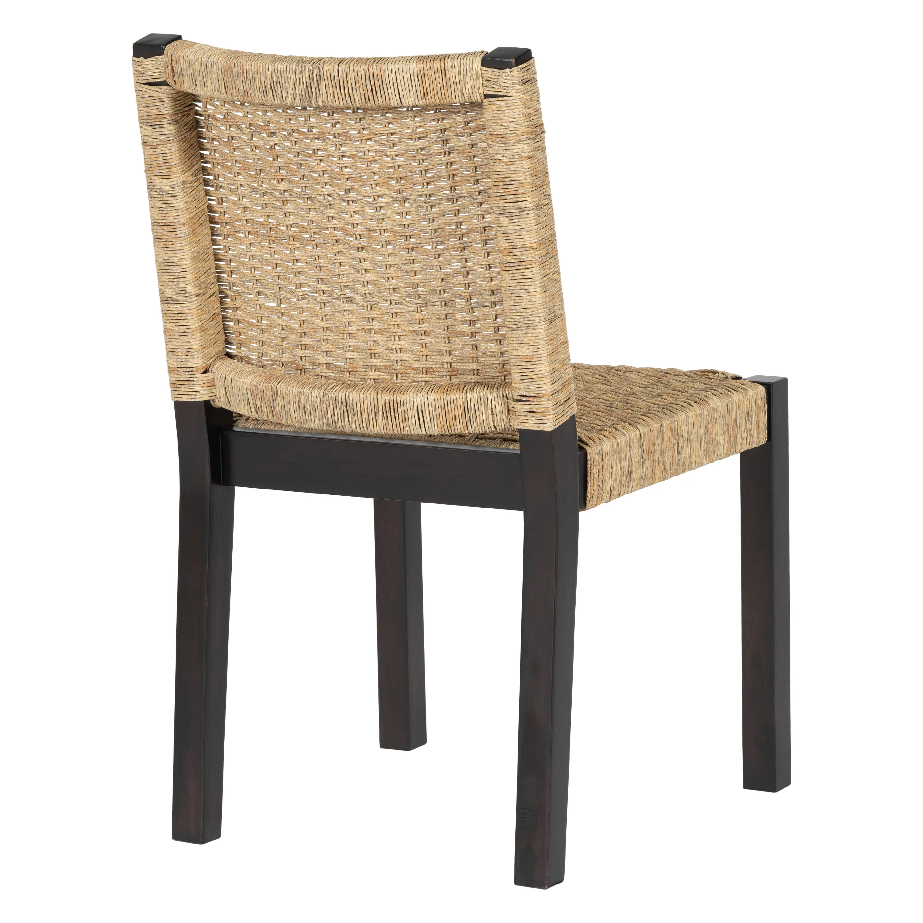 Solid Wood Rattan Backrest Dining Chairs, Set of 2 - Image 4