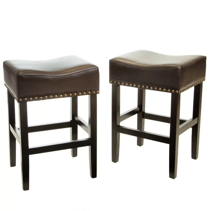 Soltique Backless Dining Counter Stool with Leather Upholstered and Nailhead Trim, Set of 2 - Image 10