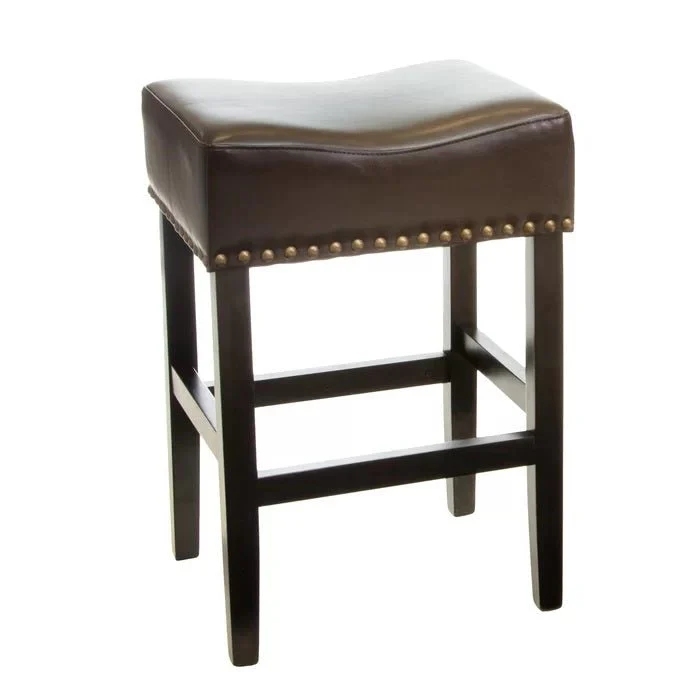 Soltique Backless Dining Counter Stool with Leather Upholstered and Nailhead Trim, Set of 2 - Image 12