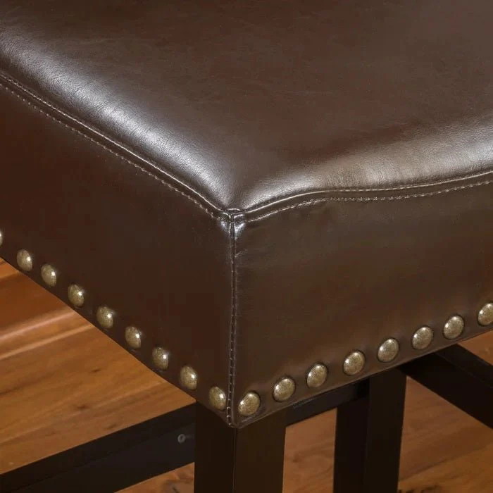 Soltique Backless Dining Counter Stool with Leather Upholstered and Nailhead Trim, Set of 2 - Image 14