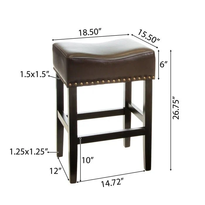 Soltique Backless Dining Counter Stool with Leather Upholstered and Nailhead Trim, Set of 2 - Image 16