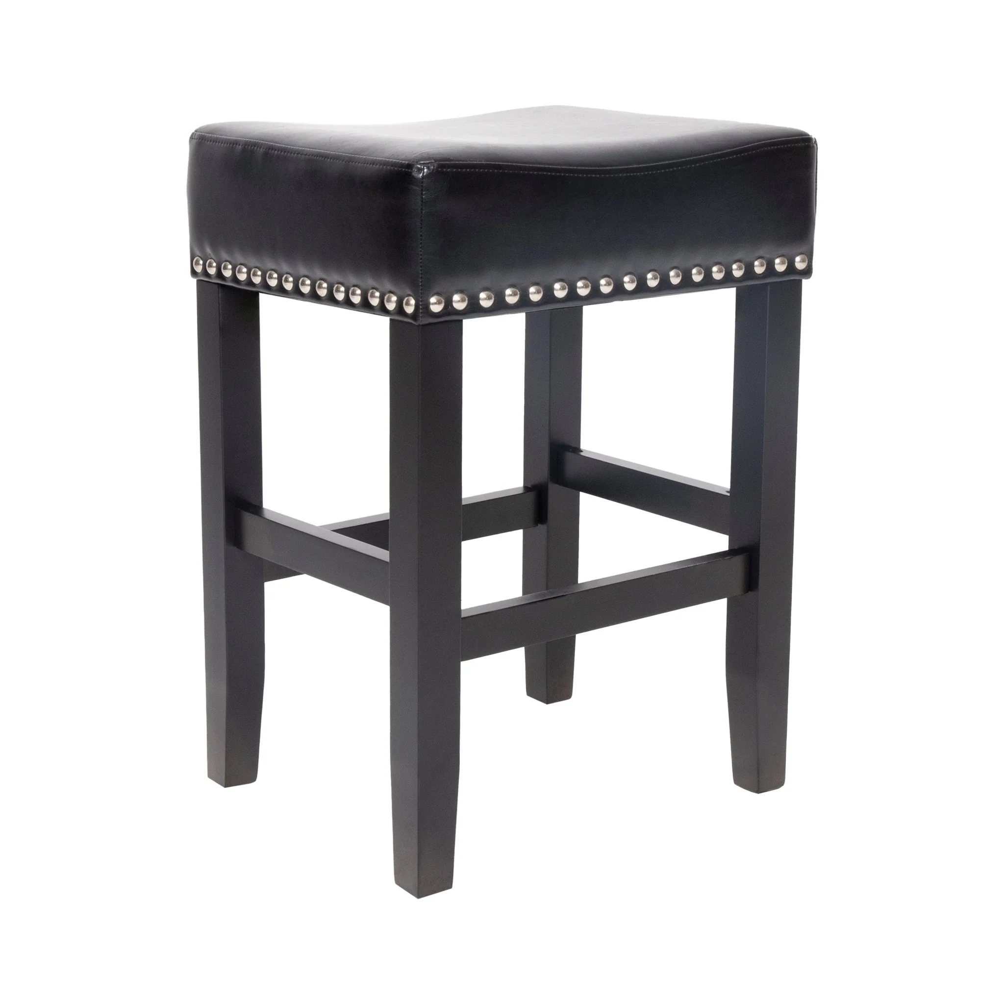 Soltique Backless Dining Counter Stool with Leather Upholstered and Nailhead Trim, Set of 2 - Image 5