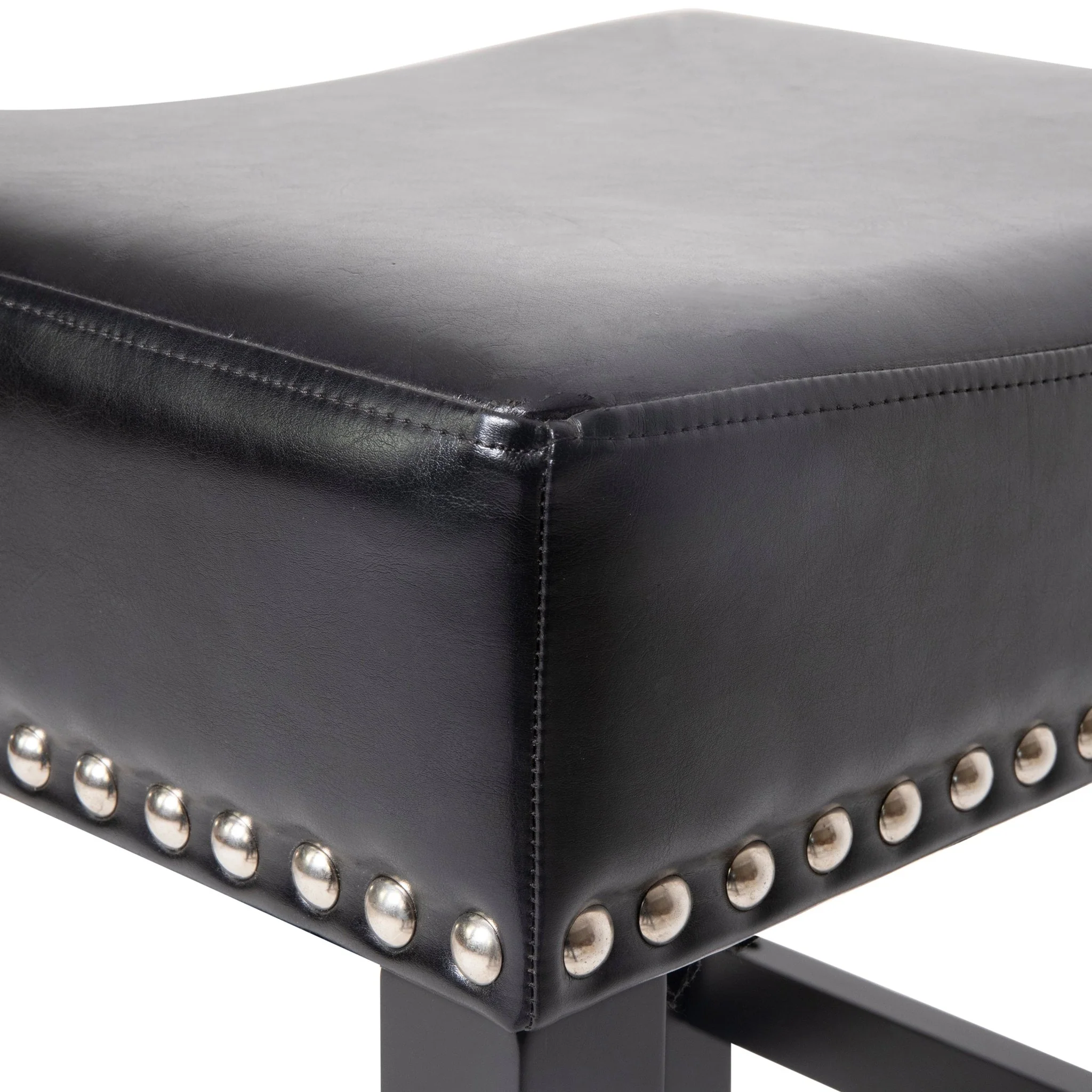 Soltique Backless Dining Counter Stool with Leather Upholstered and Nailhead Trim, Set of 2 - Image 7