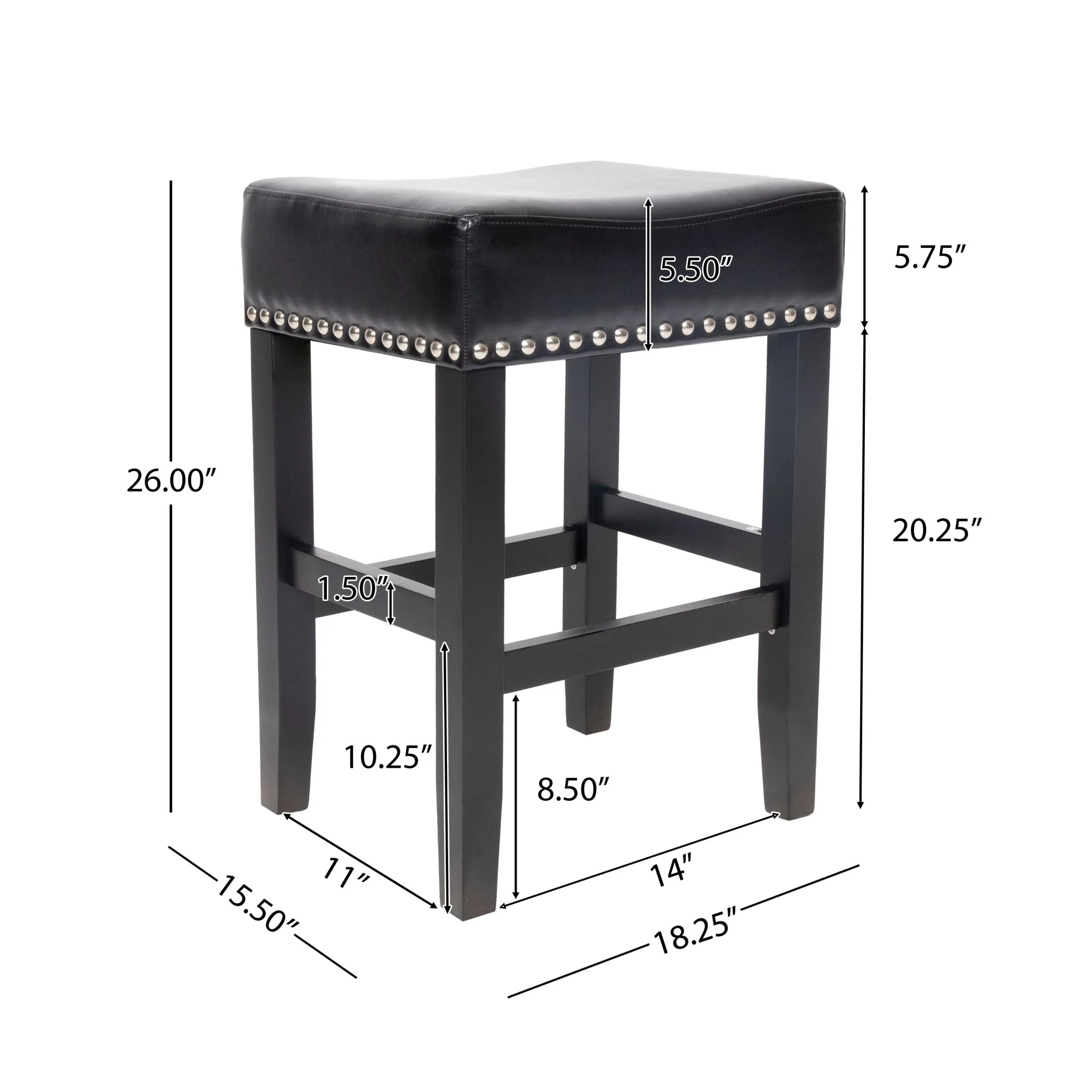 Soltique Backless Dining Counter Stool with Leather Upholstered and Nailhead Trim, Set of 2 - Image 9