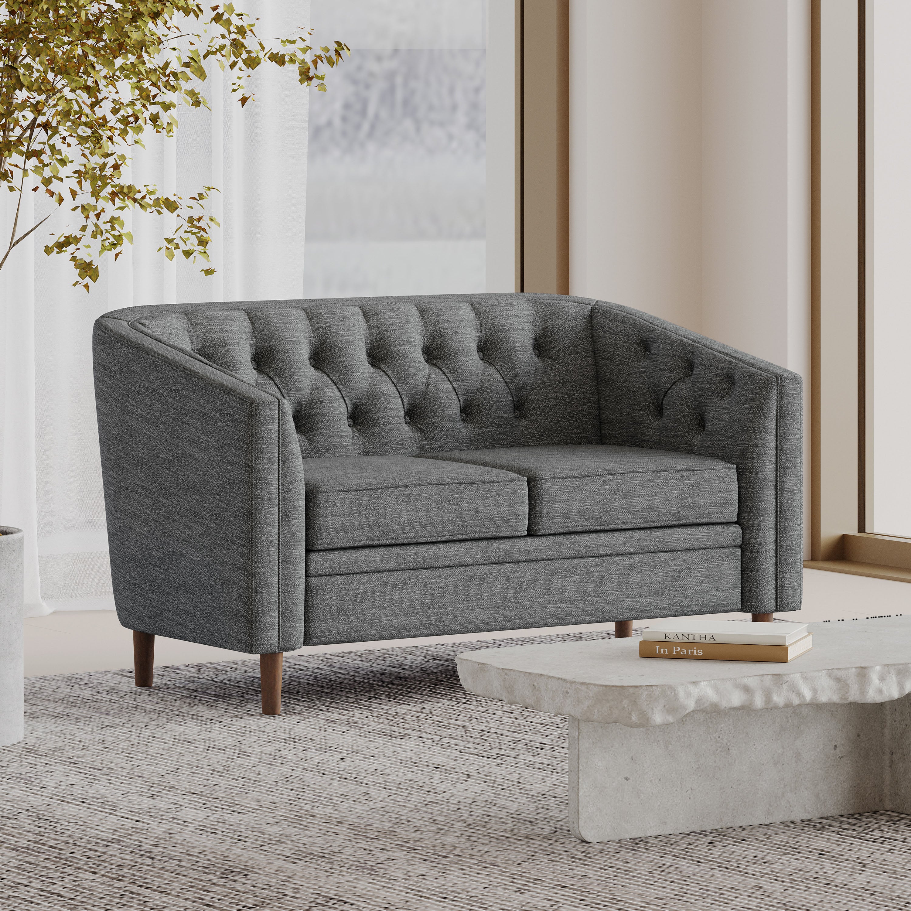 Sophisticated Loveseat with Diamond-Stitched Detailing - Image 17