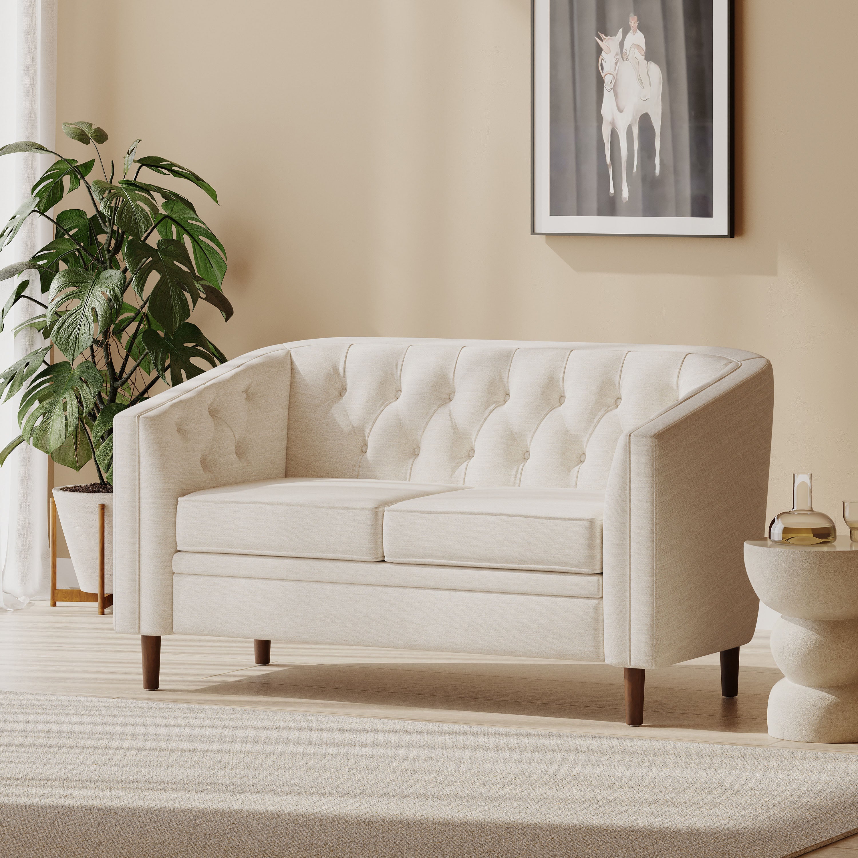 Sophisticated Loveseat with Diamond-Stitched Detailing - Image 2
