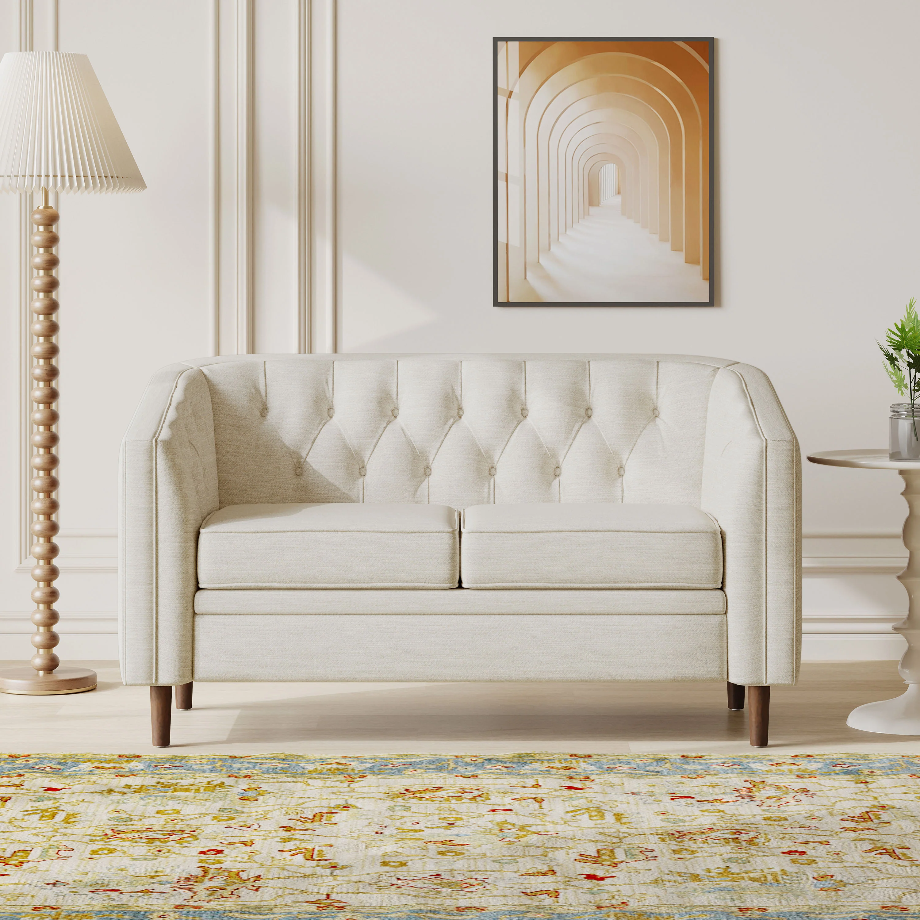 Sophisticated Loveseat with Diamond-Stitched Detailing - Image 4