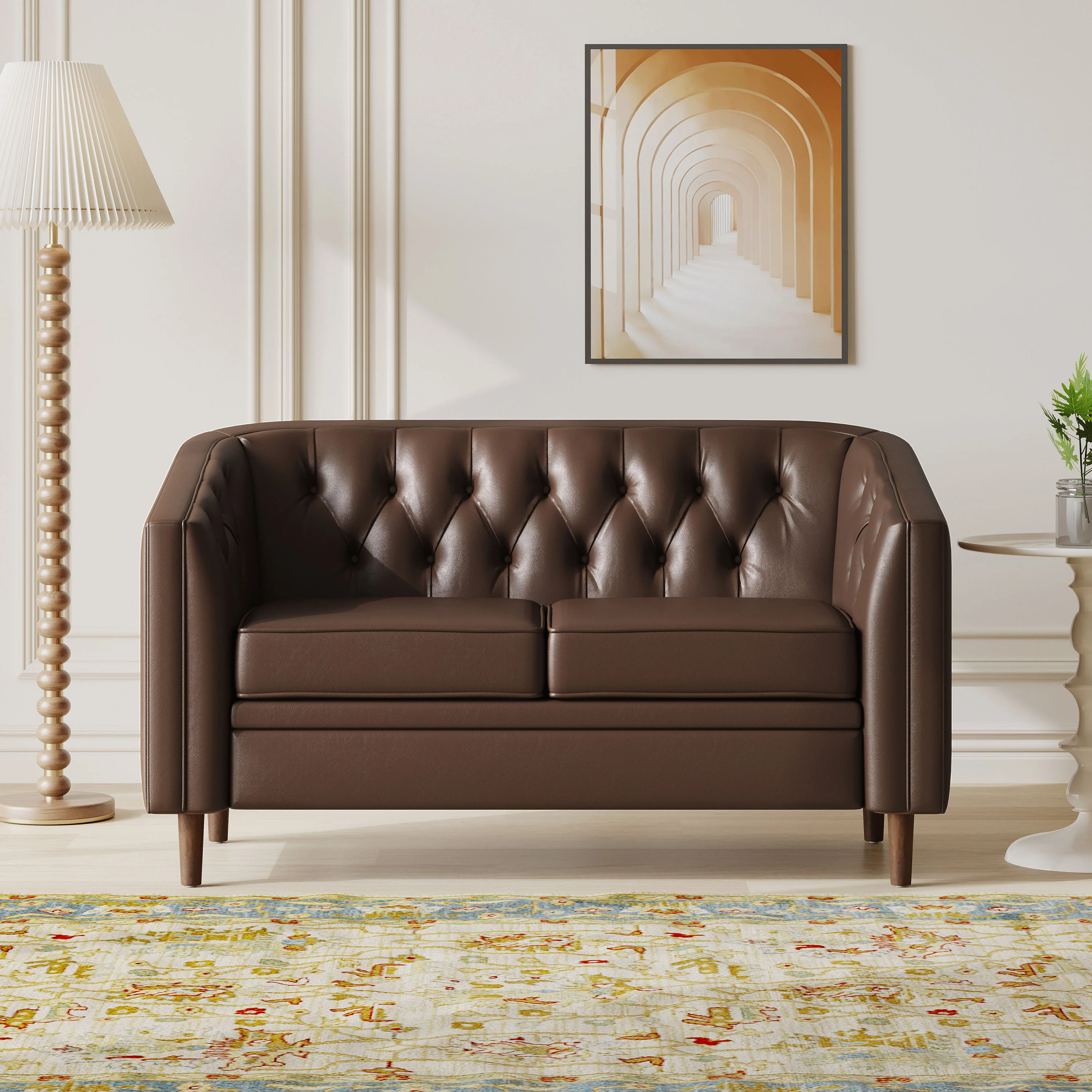 Sophisticated Loveseat with Diamond-Stitched Detailing - Image 43