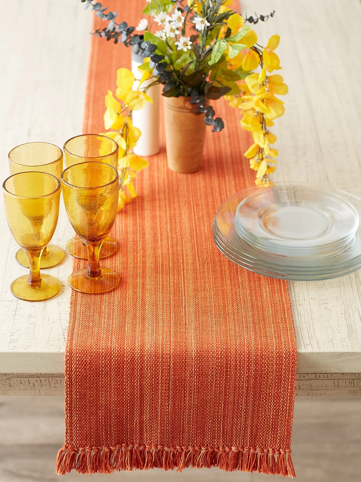 Spice Variegated Fringe Table Runner 13X108 - Image 6