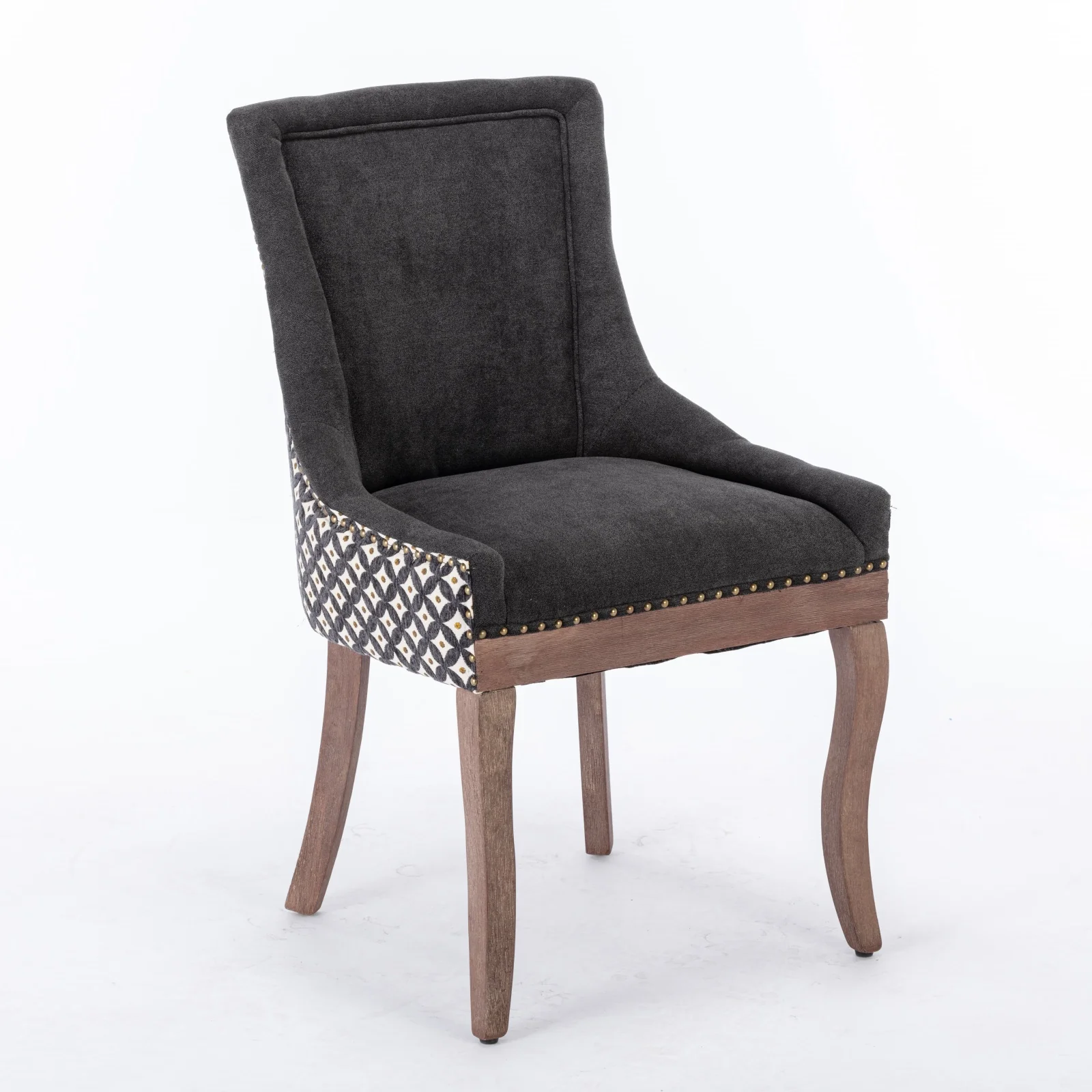 Square Patterned Back Upholstered Dining Chair with Bronze Nailhead Trim, Set of 2 - Image 26