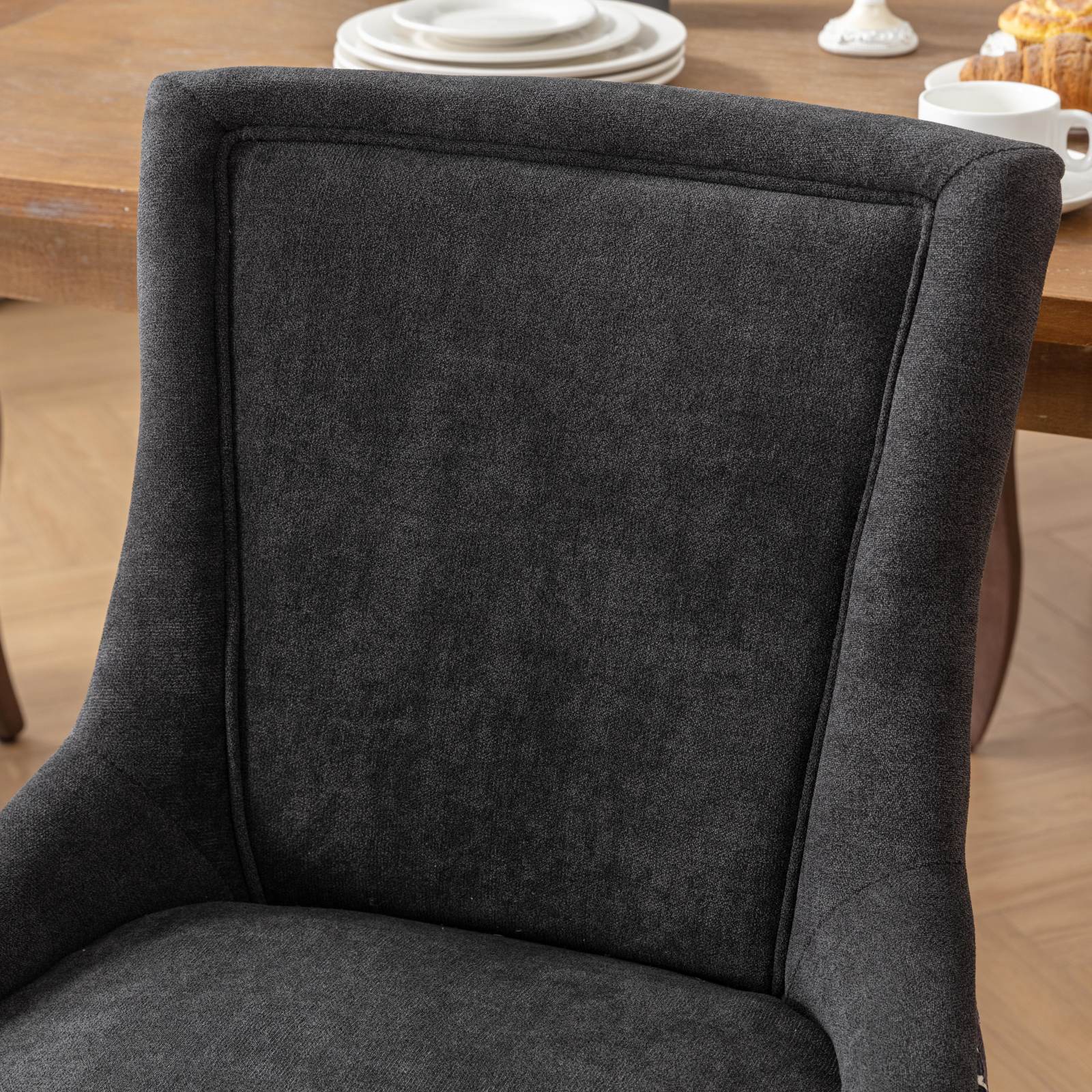 Square Patterned Back Upholstered Dining Chair with Bronze Nailhead Trim, Set of 2 - Image 31