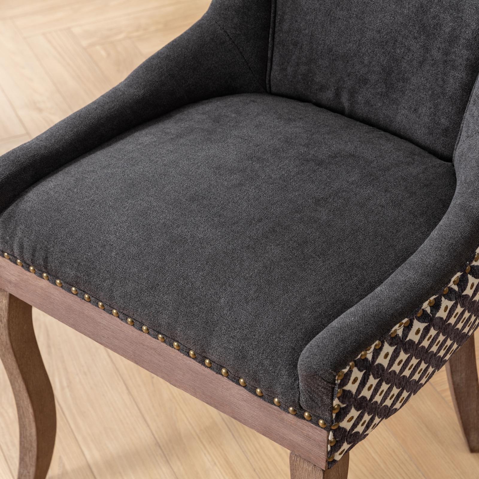 Square Patterned Back Upholstered Dining Chair with Bronze Nailhead Trim, Set of 2 - Image 34