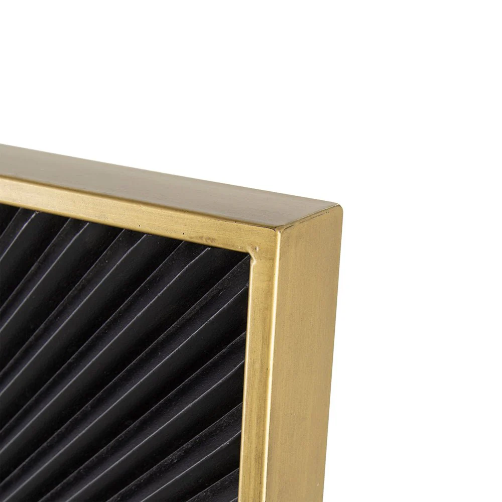 Square Wall Mirror with Pleated Design and Gold Iron Frame - Image 6