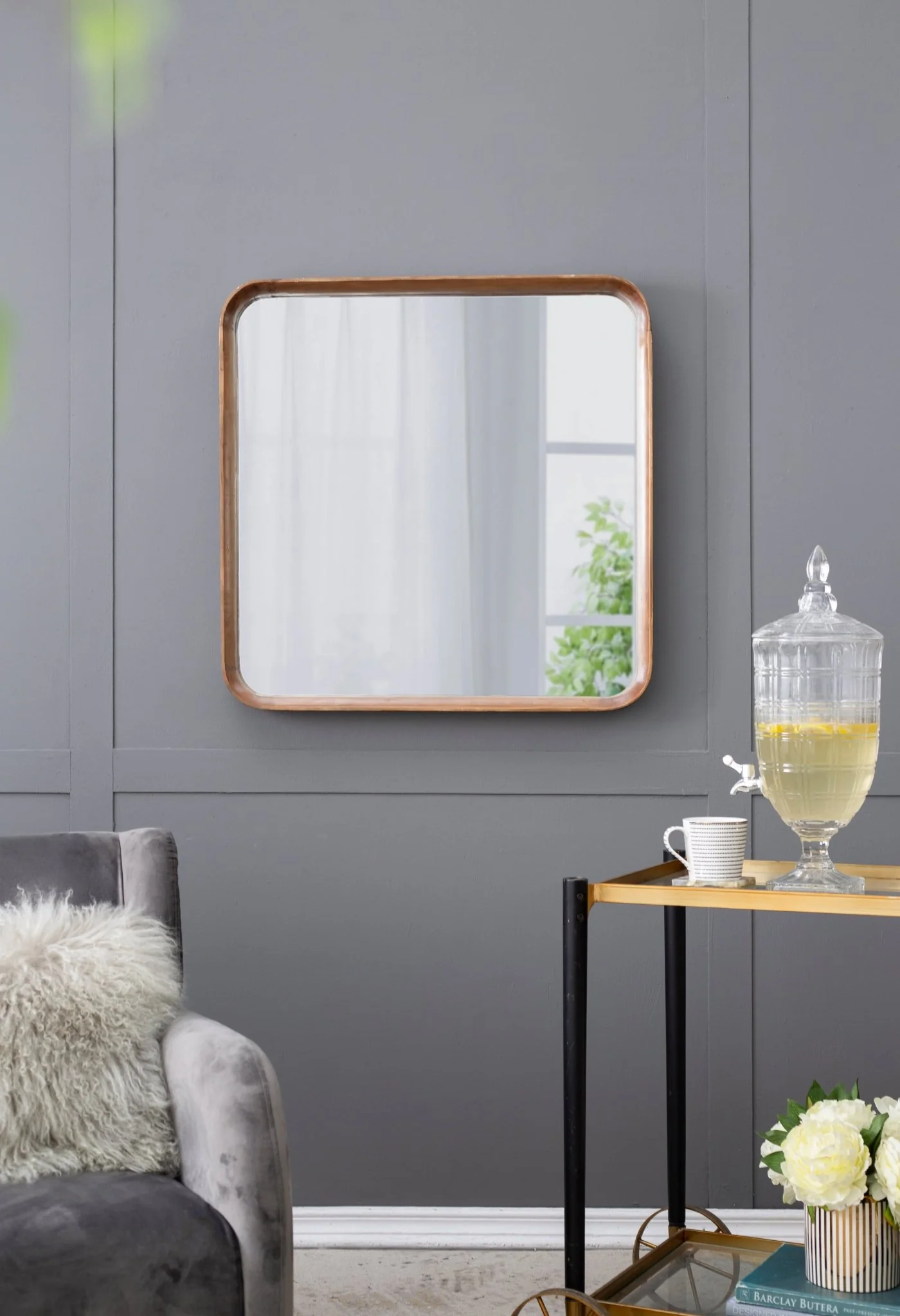 Square Wall Mirror with Wood Frame - Image 6