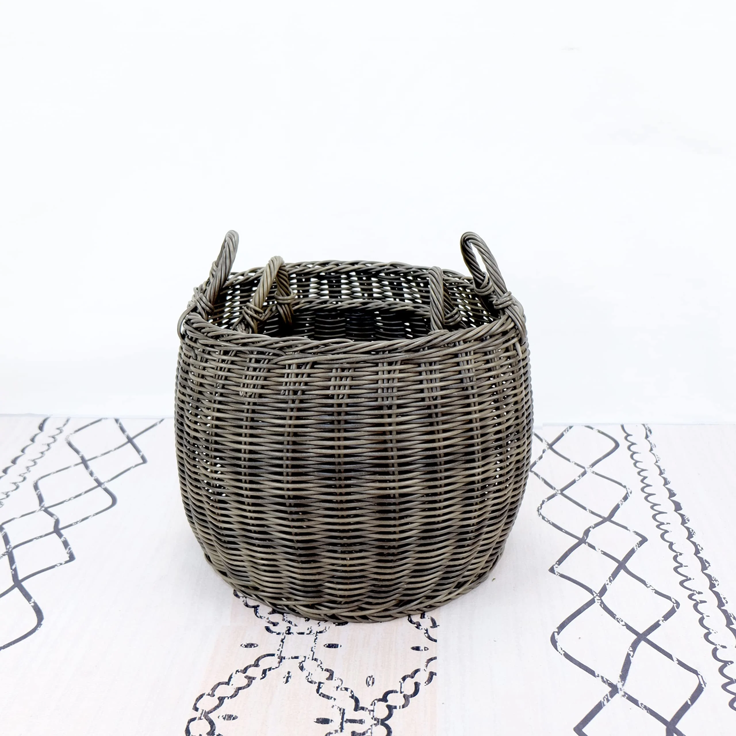 Stackable Hand Woven Wicker Storage Basket , Set of 2 - Image 3
