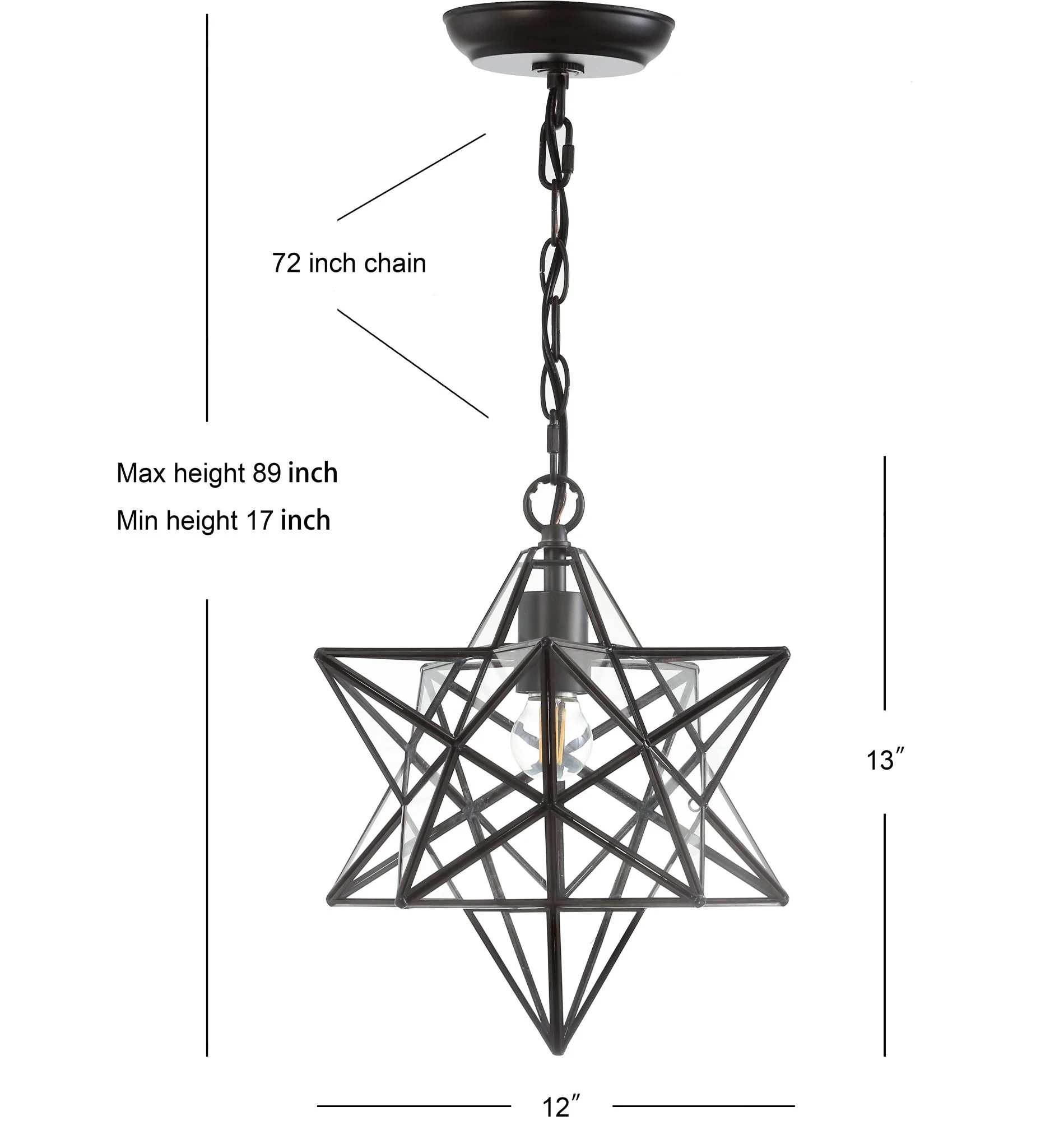 Stella Moravian Star Metal/Clear Glass LED Pendant - Image 8