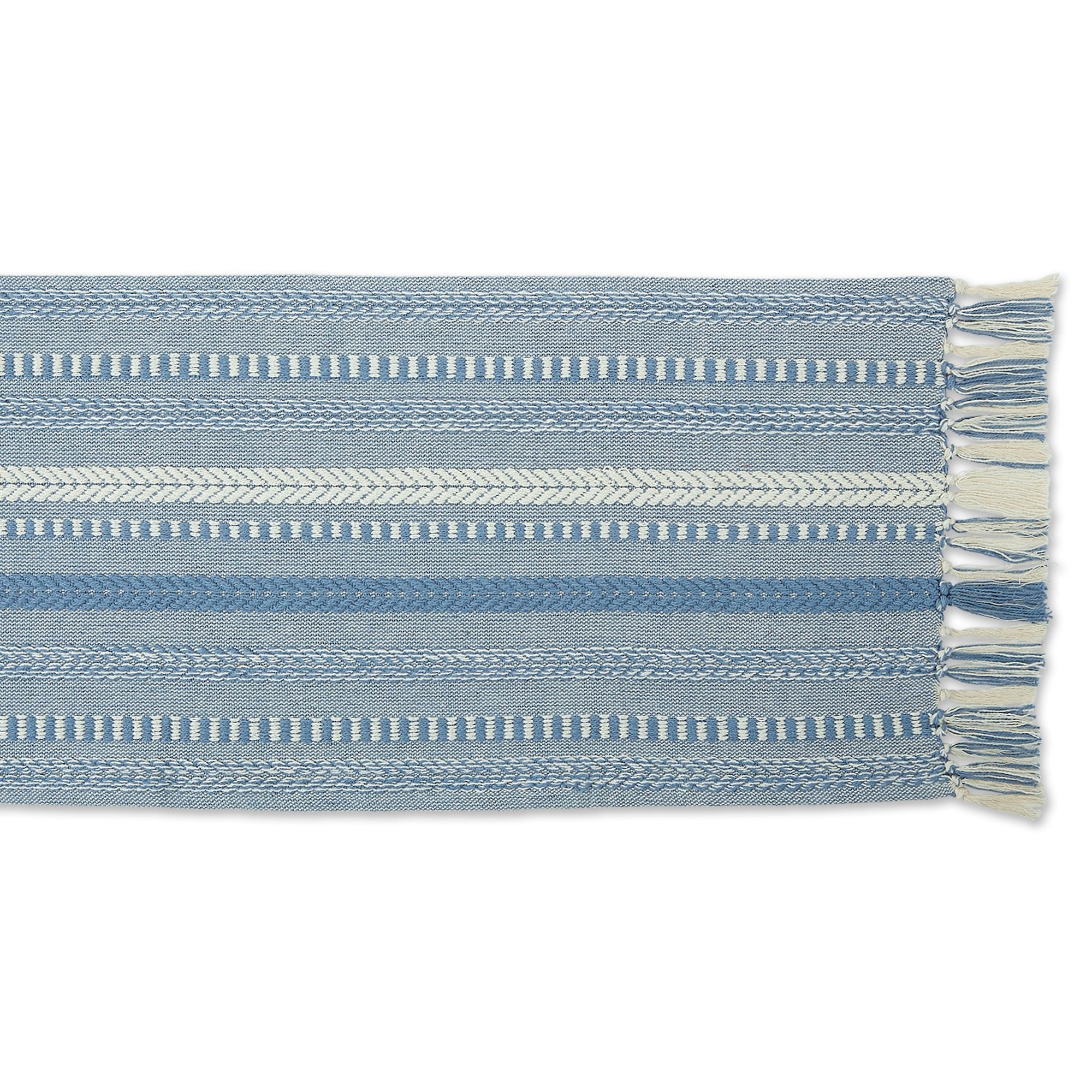 Stonewash Blue Braided Stripe Table Runner 15X72 - Image 2