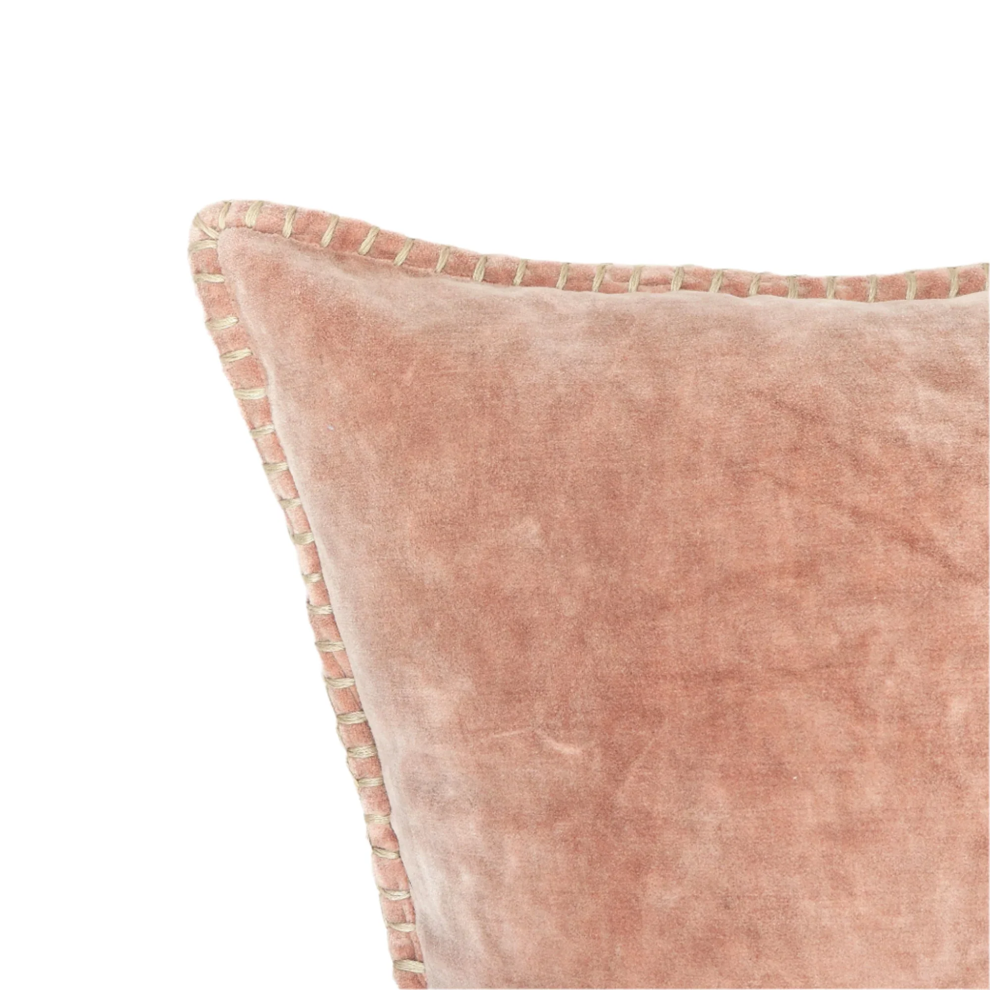 Stonewashed Cotton Velvet Throw Pillow with Decorative Handstiched Edges - Image 15