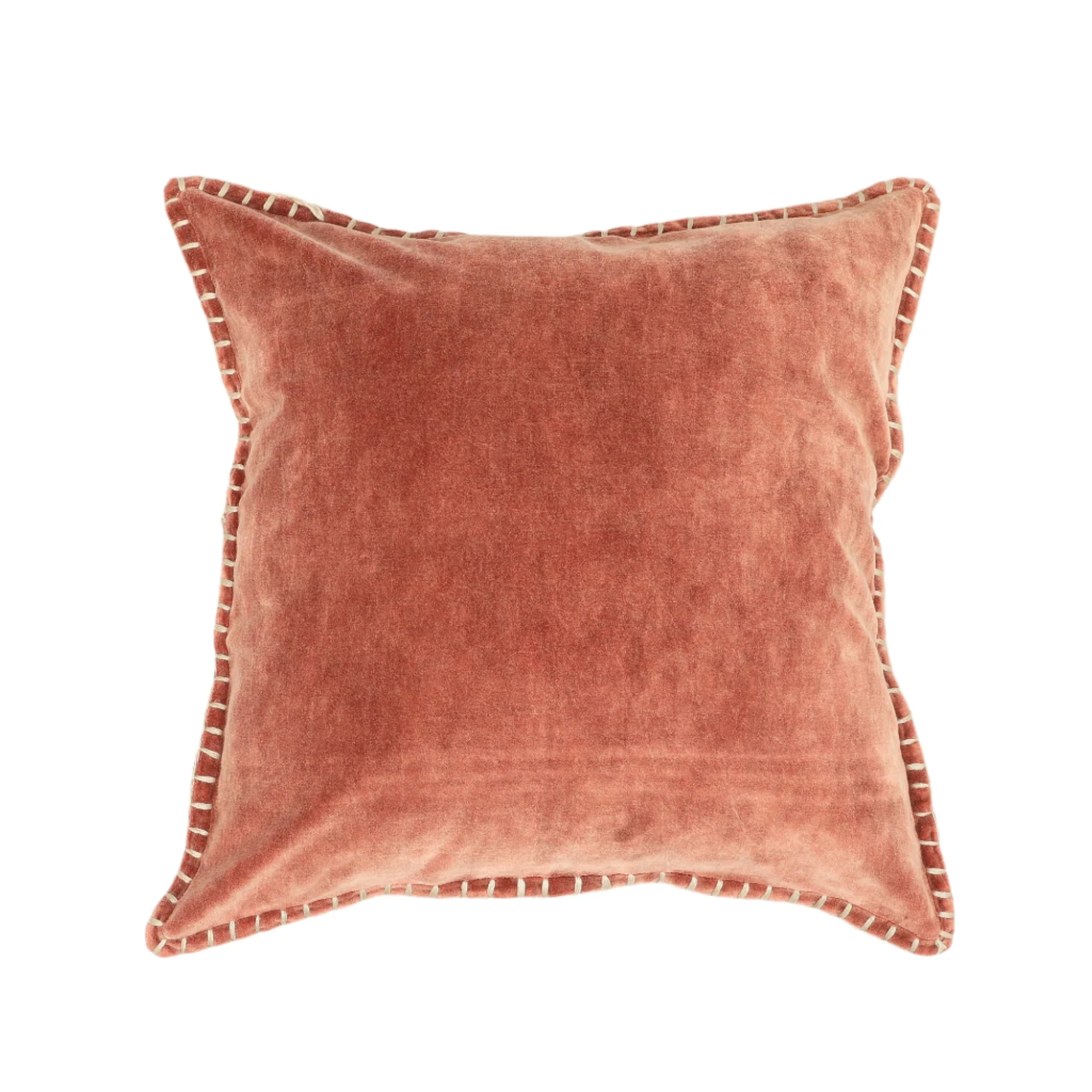 Stonewashed Cotton Velvet Throw Pillow with Decorative Handstiched Edges - Image 20