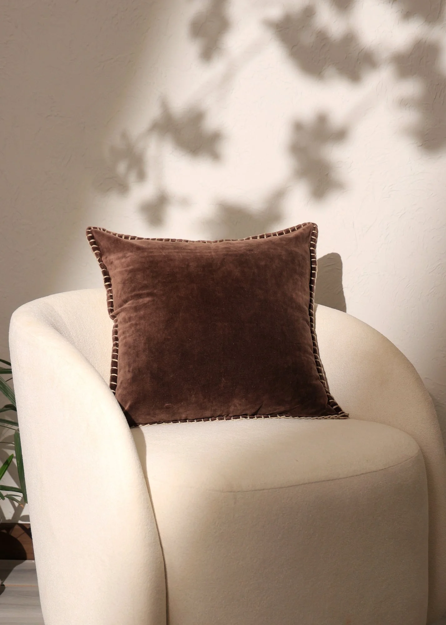 Stonewashed Cotton Velvet Throw Pillow with Decorative Handstiched Edges - Image 37