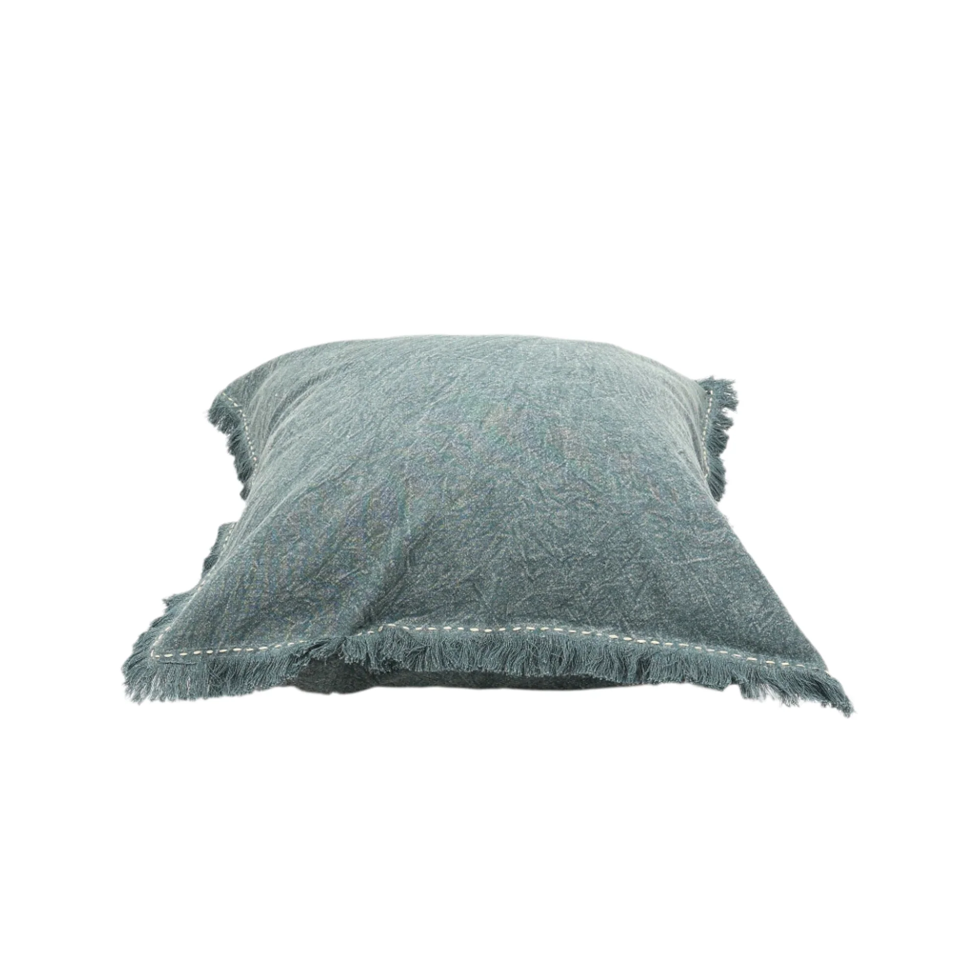 Stonewashed Linen Throw Pillow with Handworked Edges & Fringe - Image 20