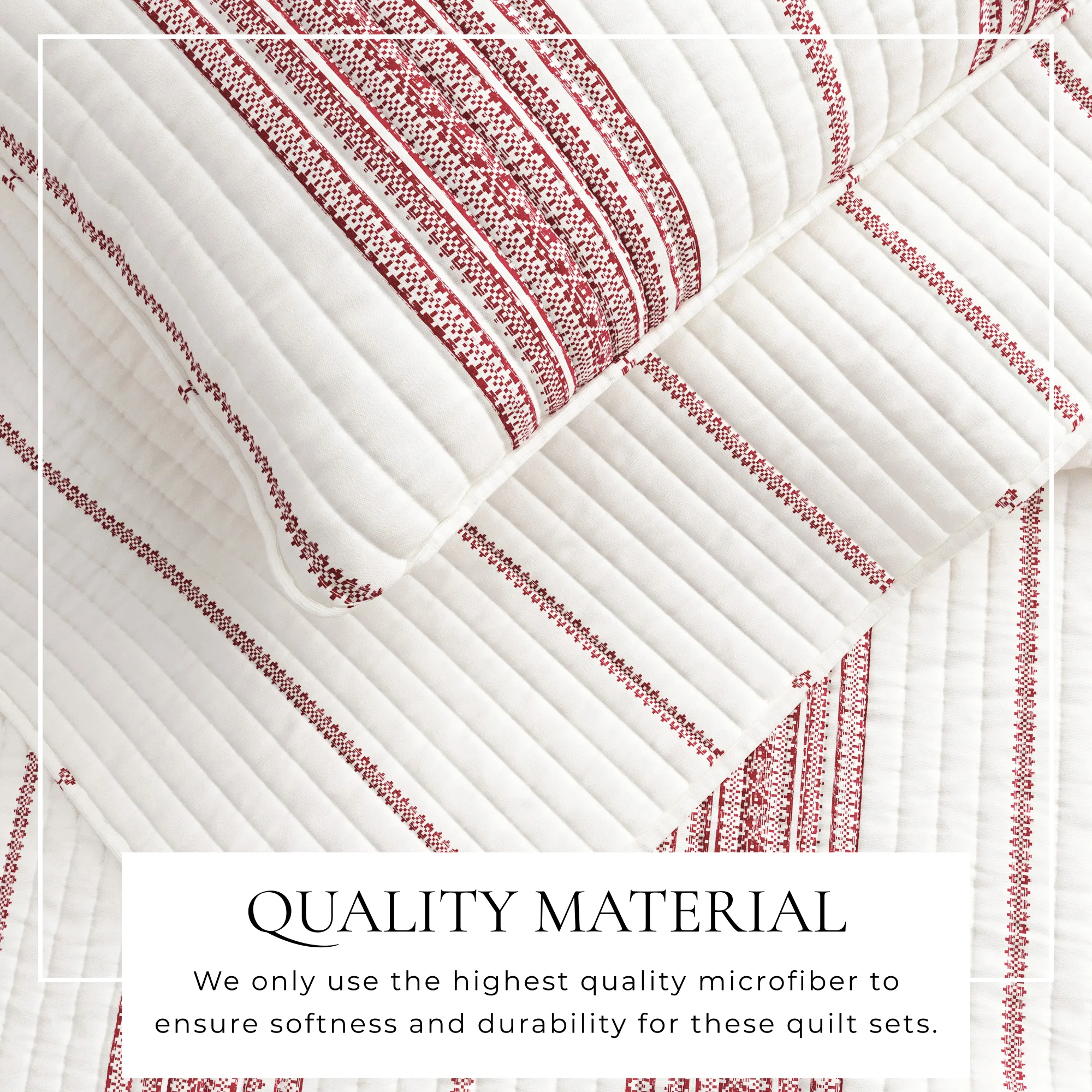 Striped Farmhouse Reversible Quilt Set with Shams - Image 2
