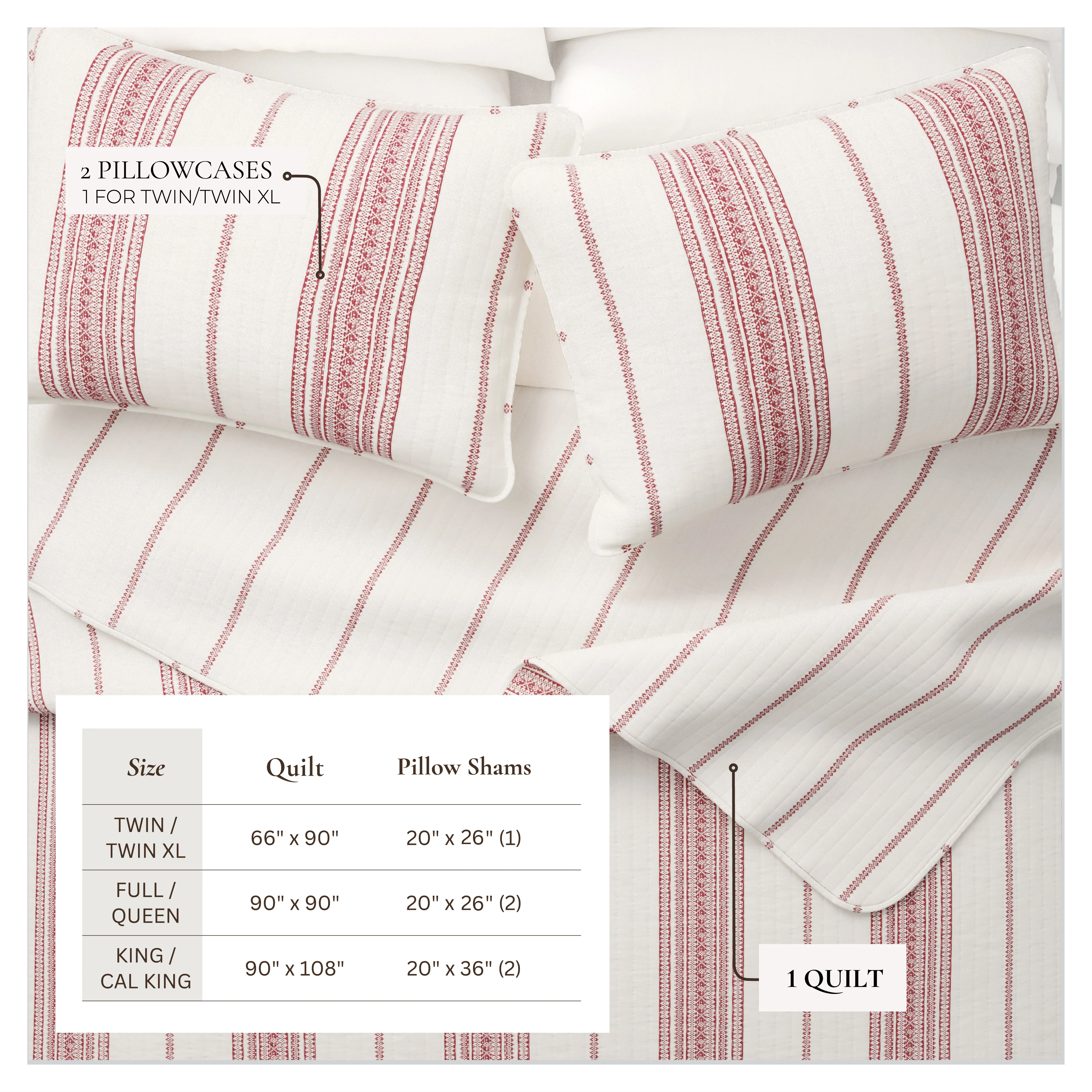 Striped Farmhouse Reversible Quilt Set with Shams - Image 5