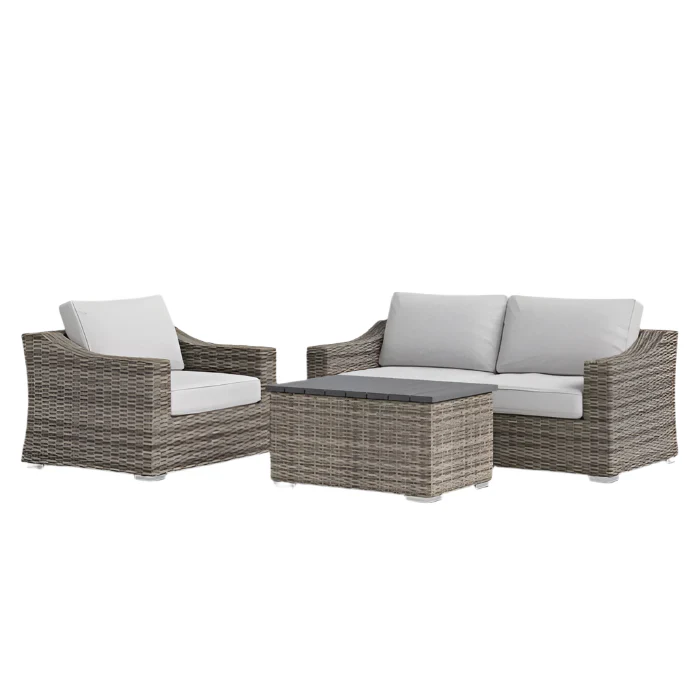 Stylish Rattan Wicker Fully Assembled 3-Person Outdoor Seating Set