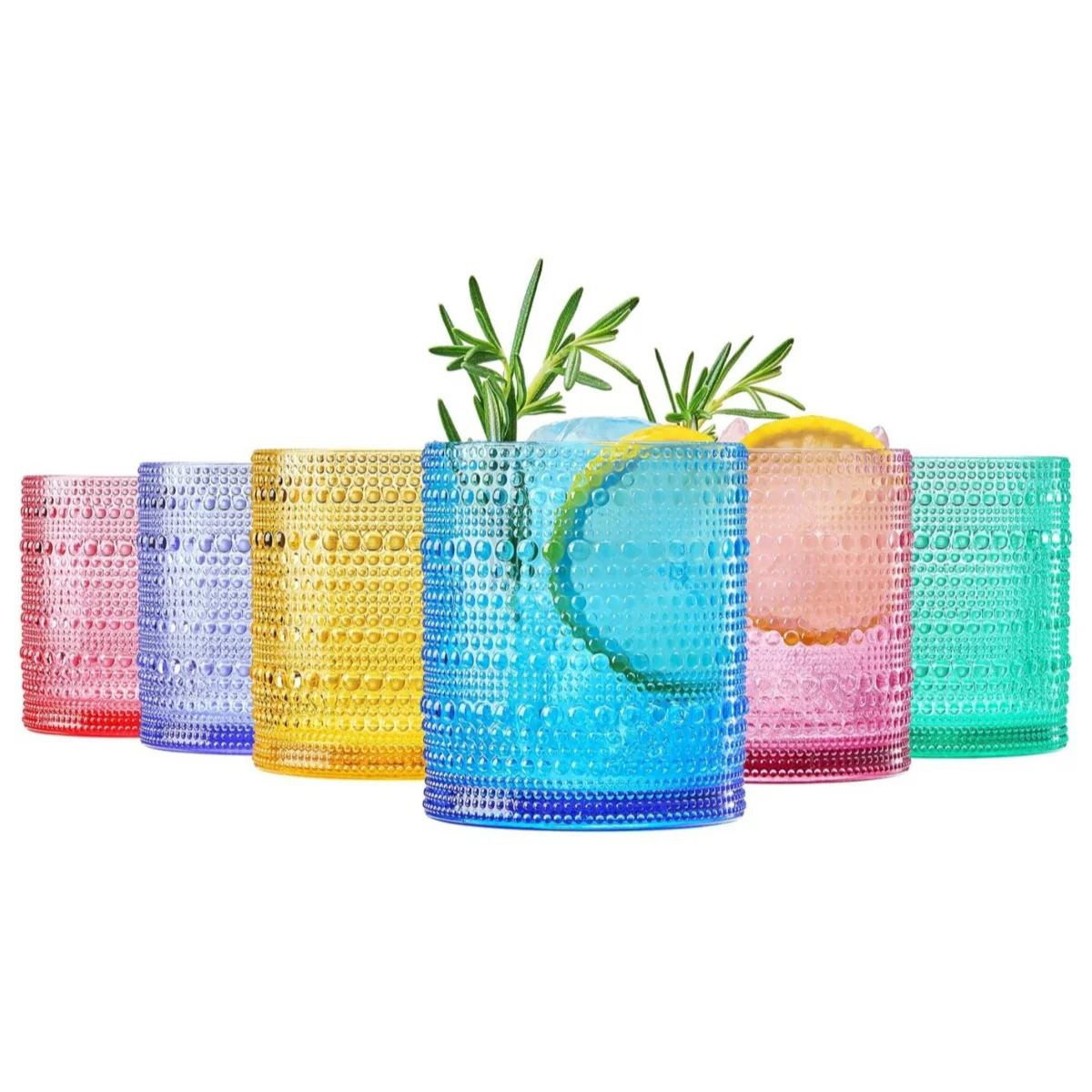 Summer Breeze Hobnail Acrylic Reusable Glasses Set of 6