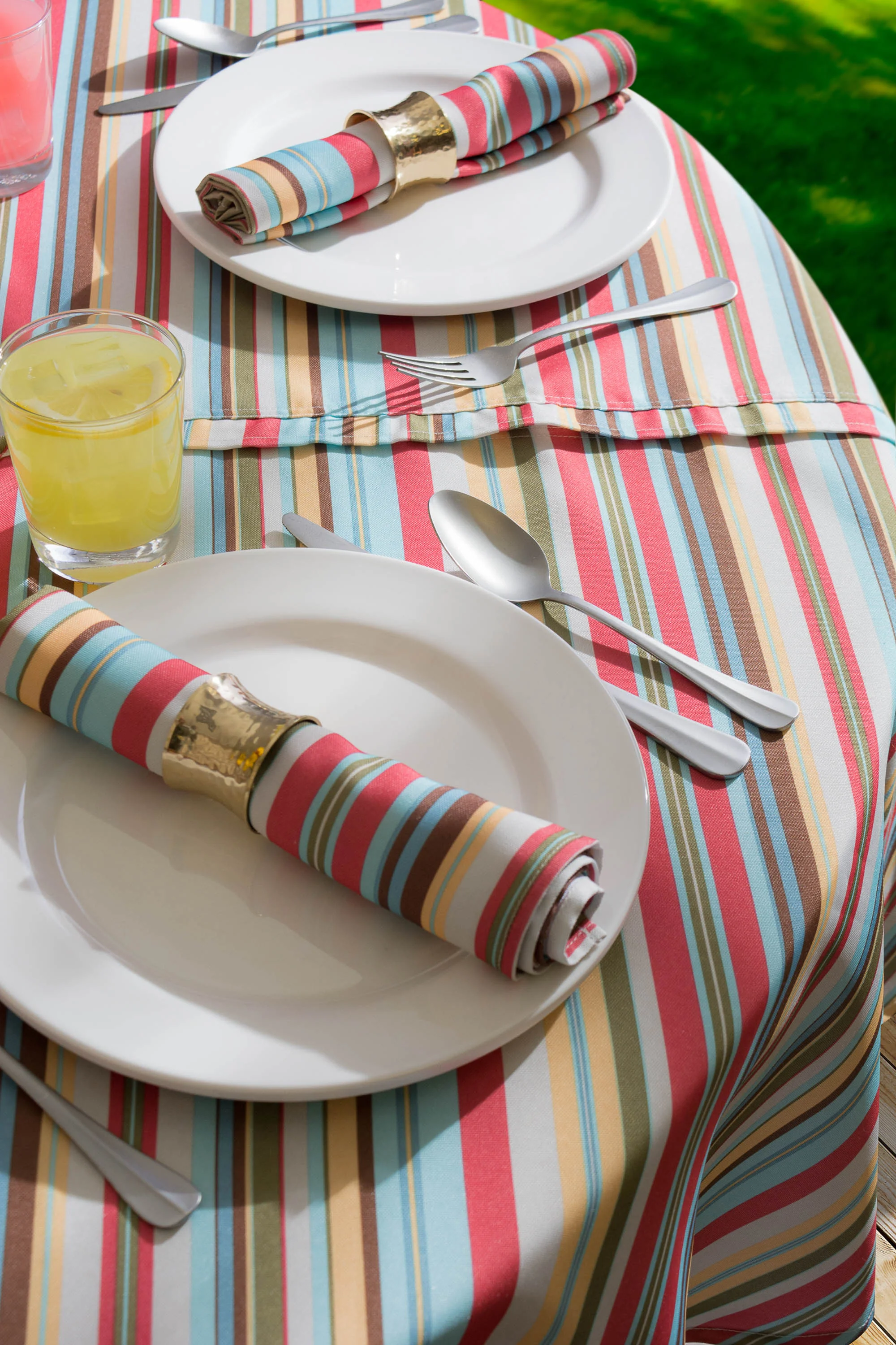 Summer Stripe Outdoor Rectangle Tablecloth - Image 4