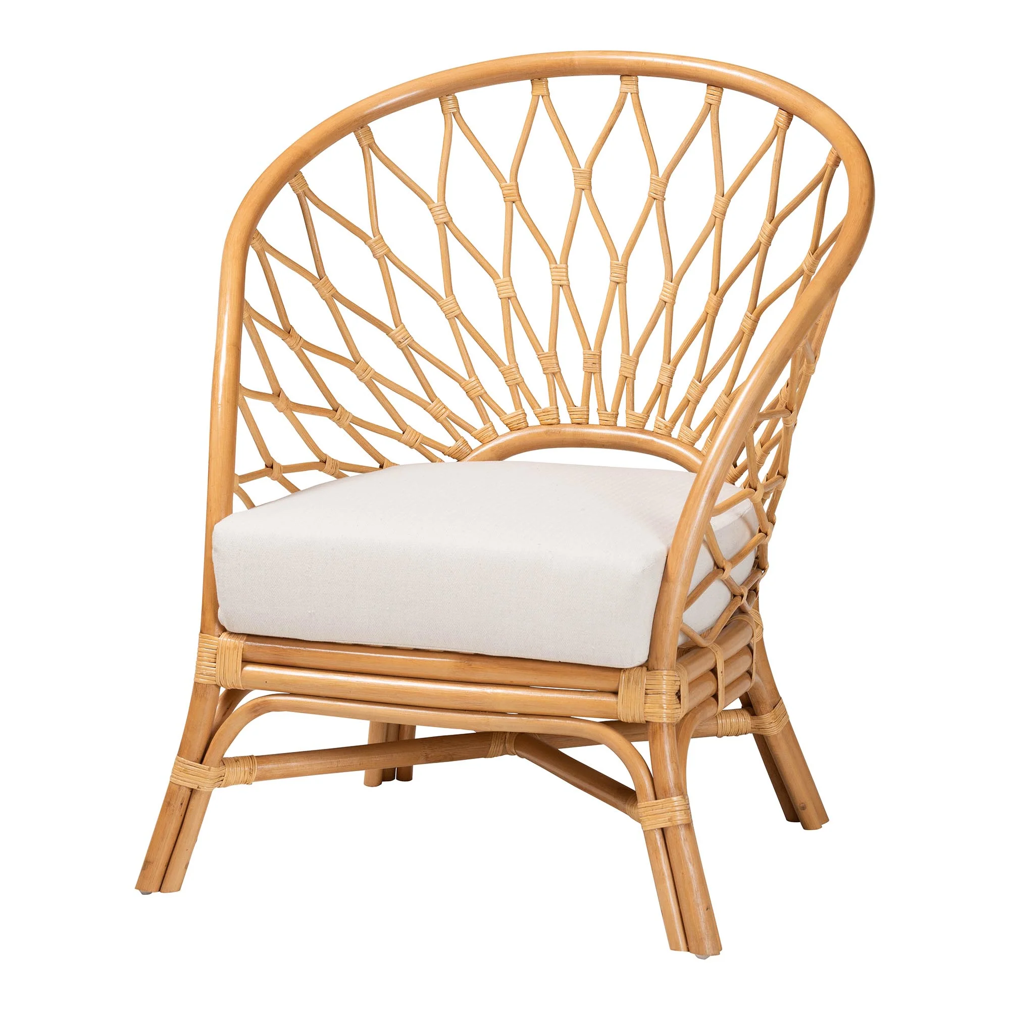 Sunburst Woven Back Rattan Accent Chair - Image 7