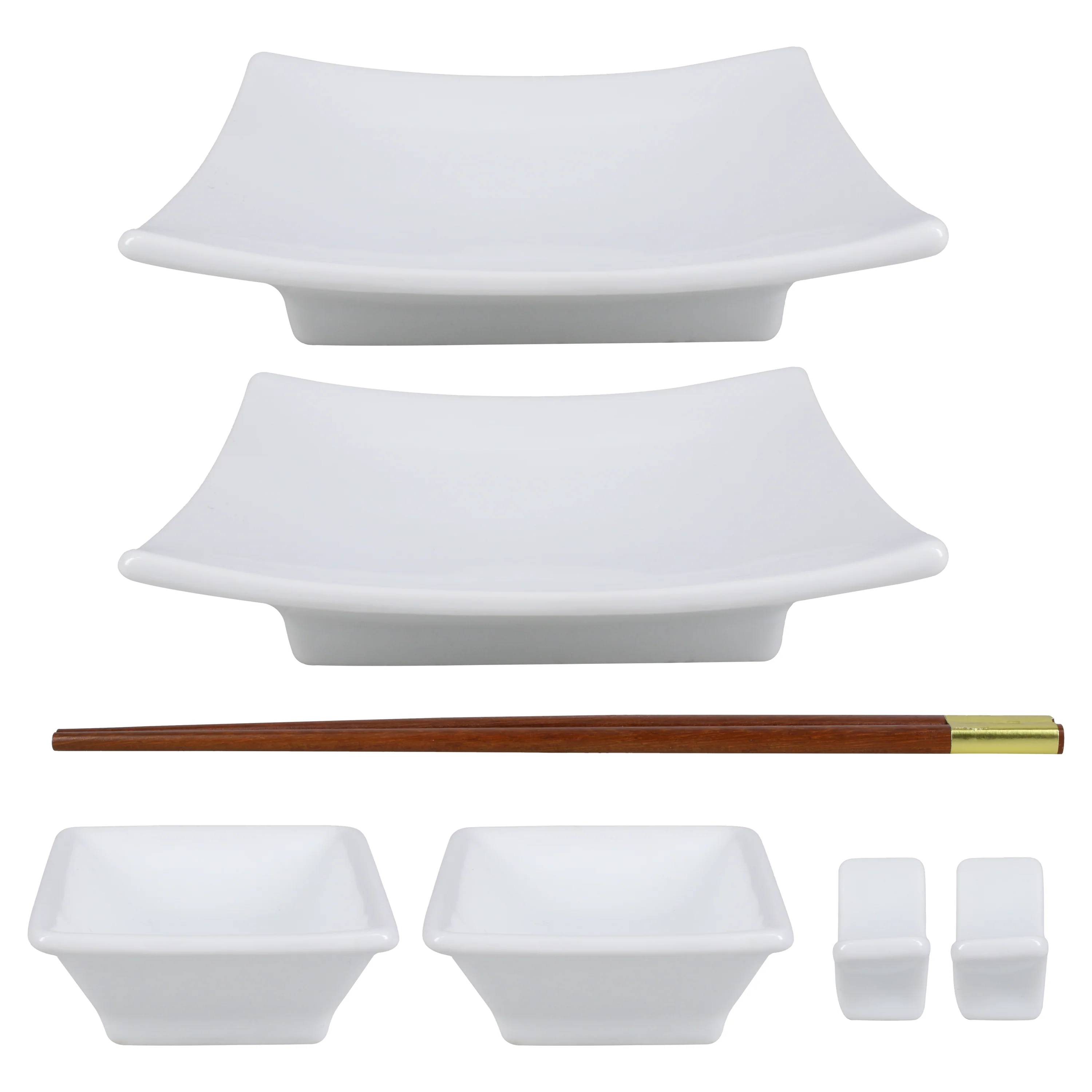 Sushi Plates and Chopsticks for Two Gift Box Set White - Image 4