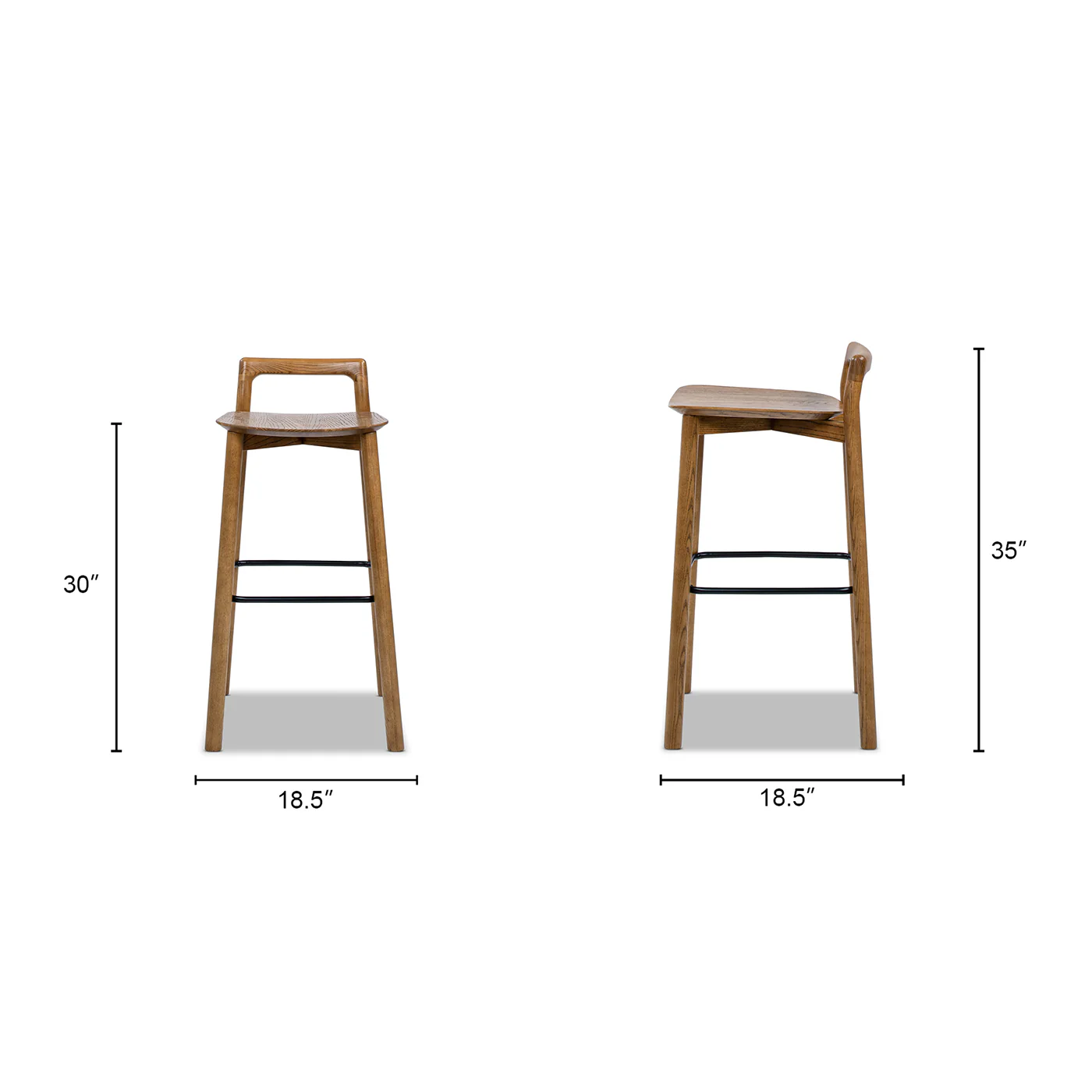 Sven 30" Modern Minimalist Low Back Wood Barstool - Image 20