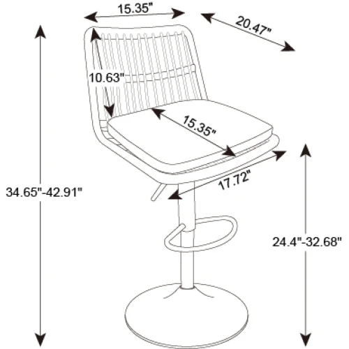 Swivel Bar Stool with Wicker Design and Footrest, Set of 2 - Image 10