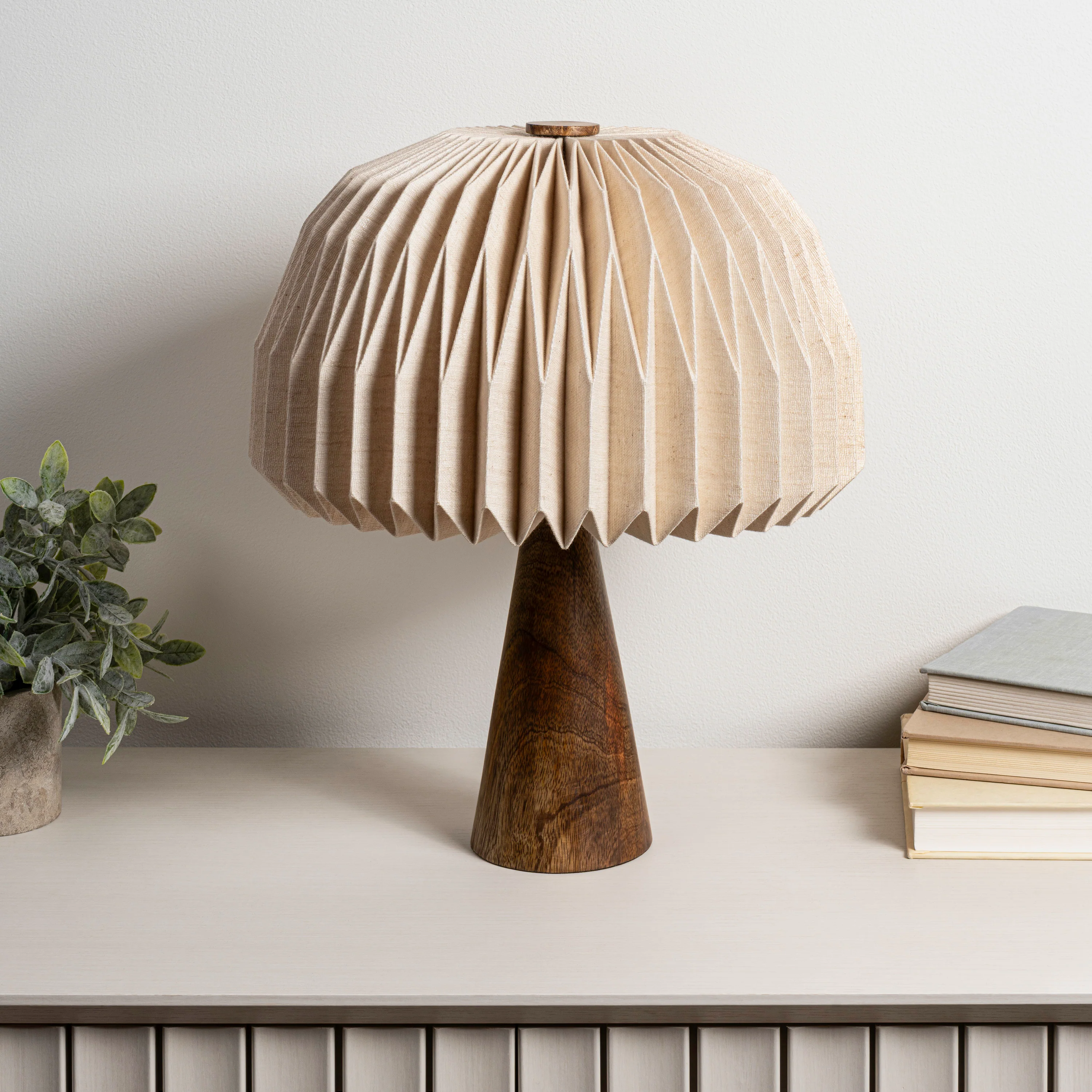 Sylvie 16" Modern Minimalist Paper Pleated Shade Mushroom Accent LED Table Lamp - Image 10