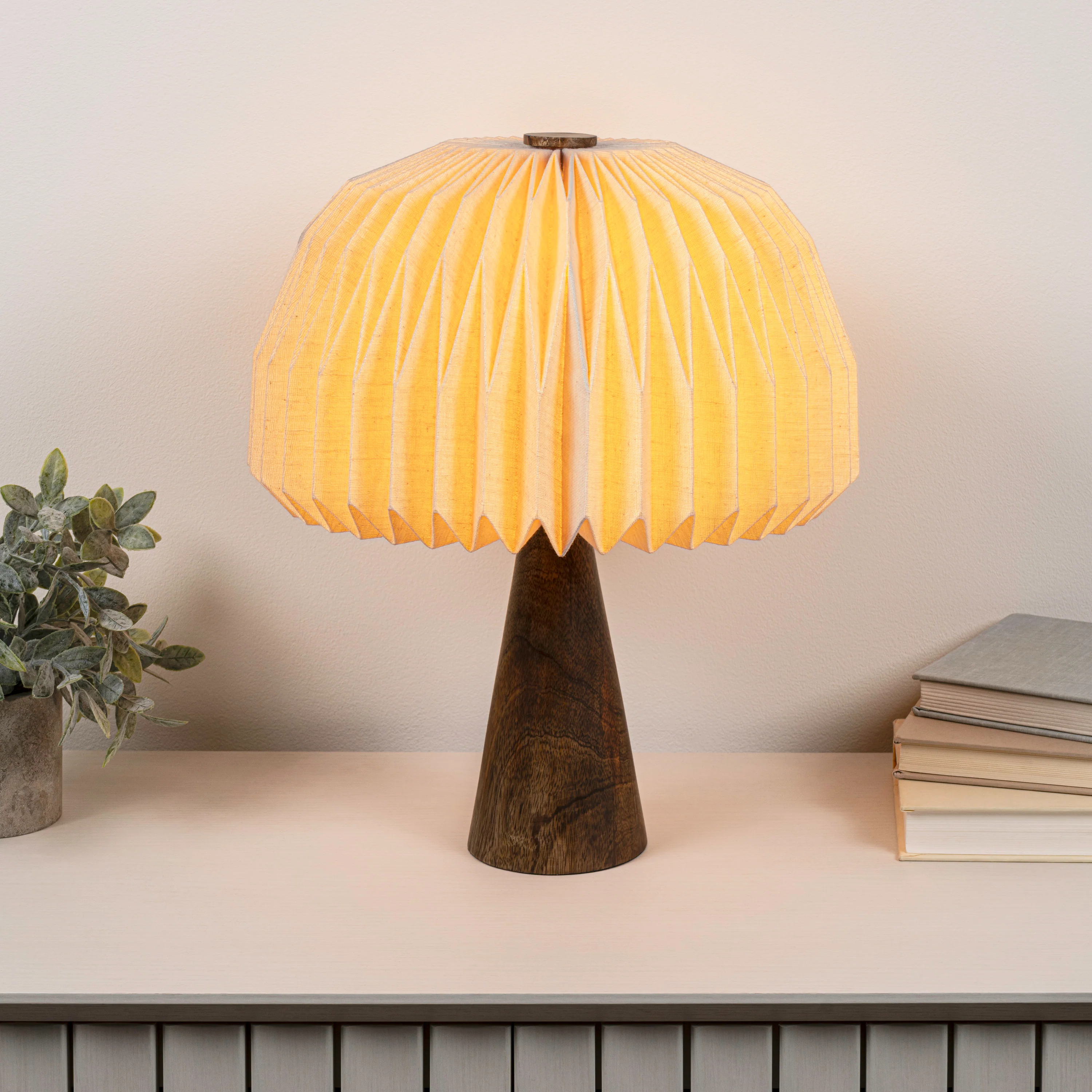 Sylvie 16" Modern Minimalist Paper Pleated Shade Mushroom Accent LED Table Lamp - Image 9