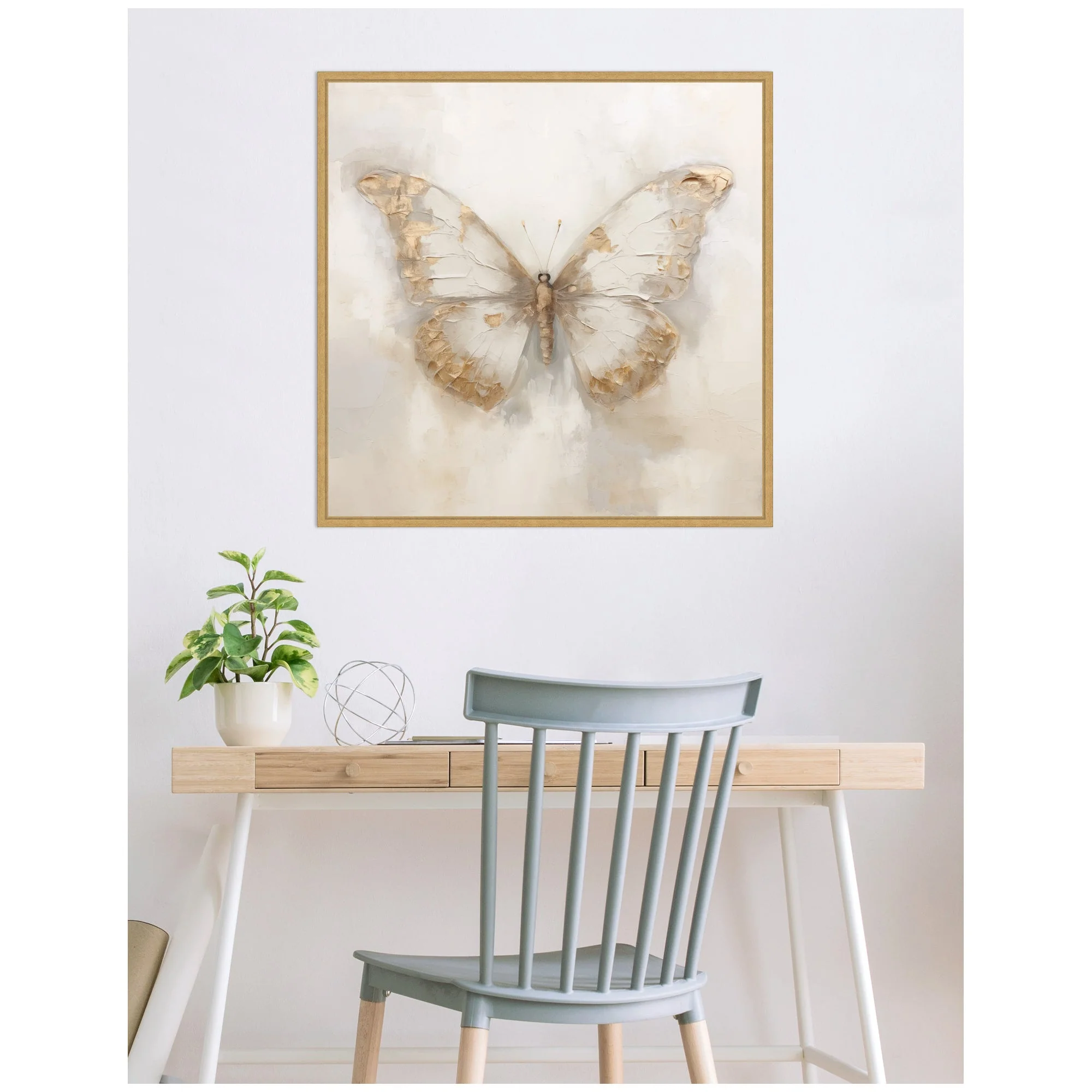 Sylvie Butterfly Neutral 2 Framed Canvas by The Creative Bunch Studio - Image 7
