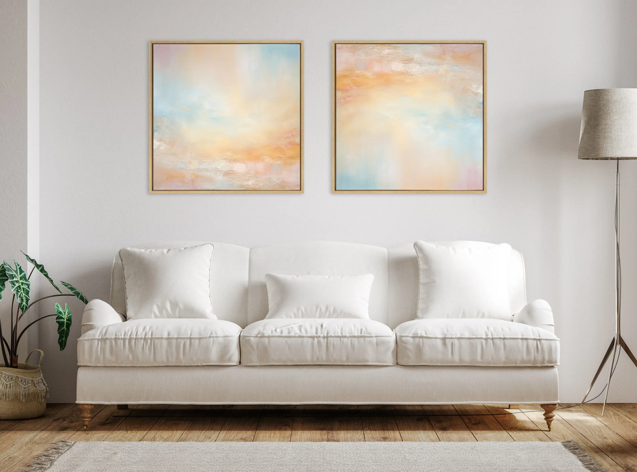 Sylvie Tonal Abstract Pastels Framed Canvas by The Creative Bunch Studio - Image 6