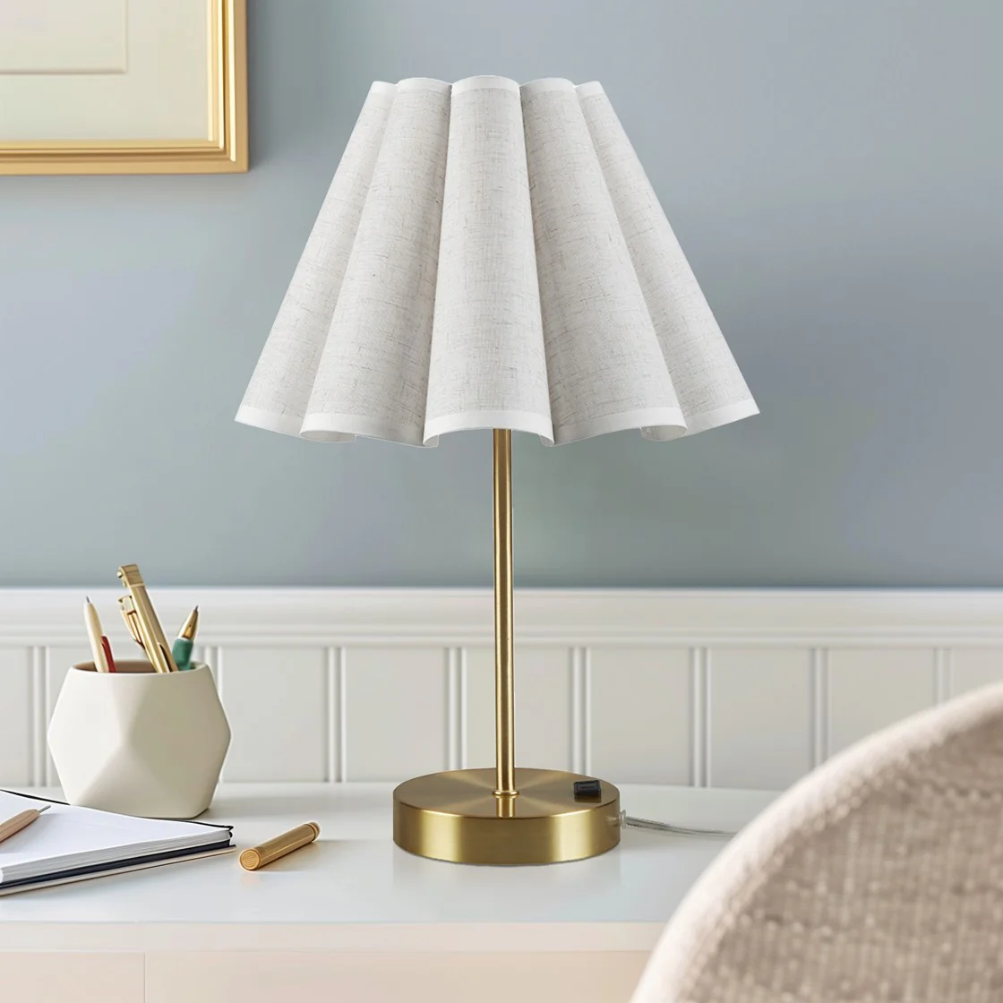 Table Lamp with Pleated Design and Metal Base - Image 9