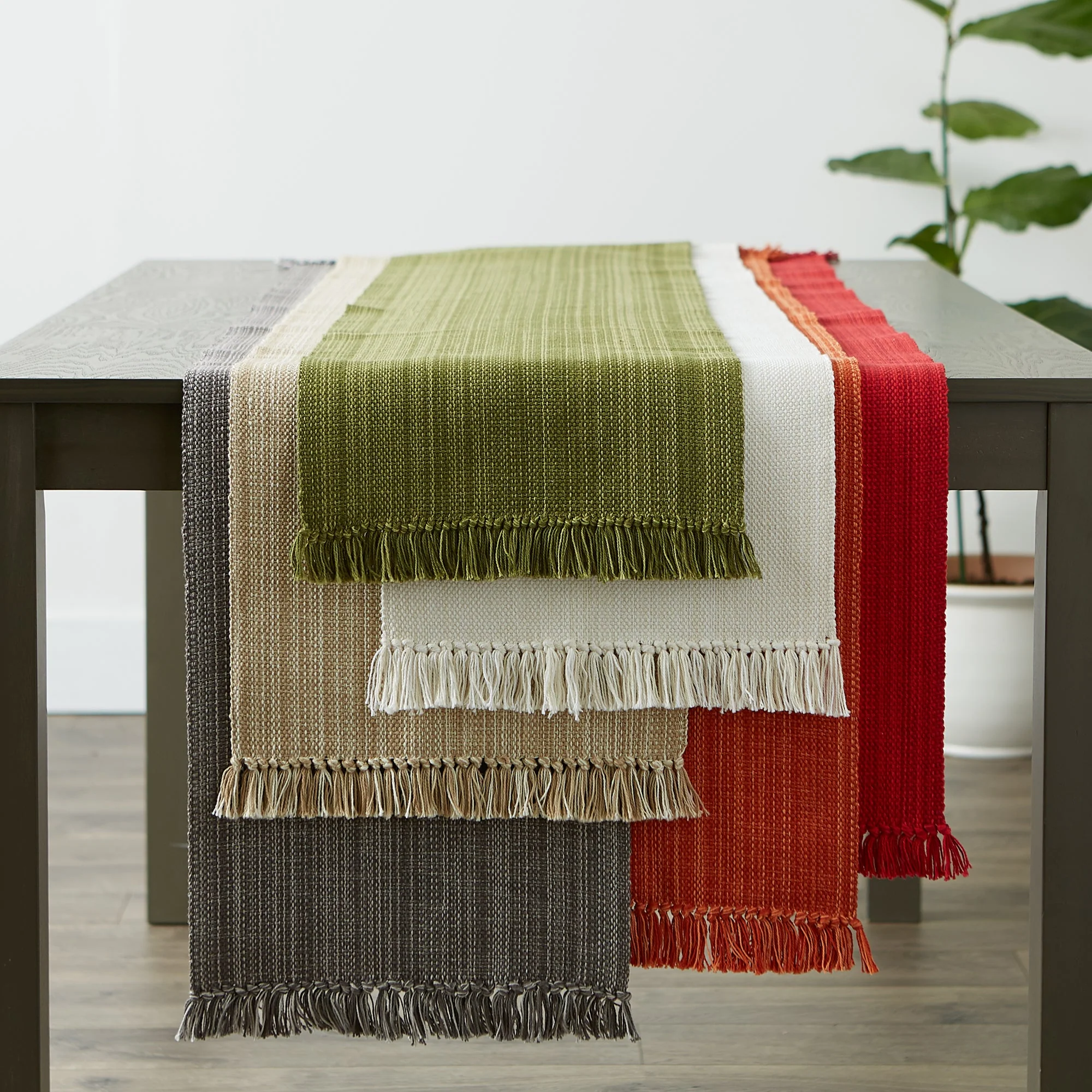 Taupe Variegated Fringe Table Runner 13X108 - Image 6