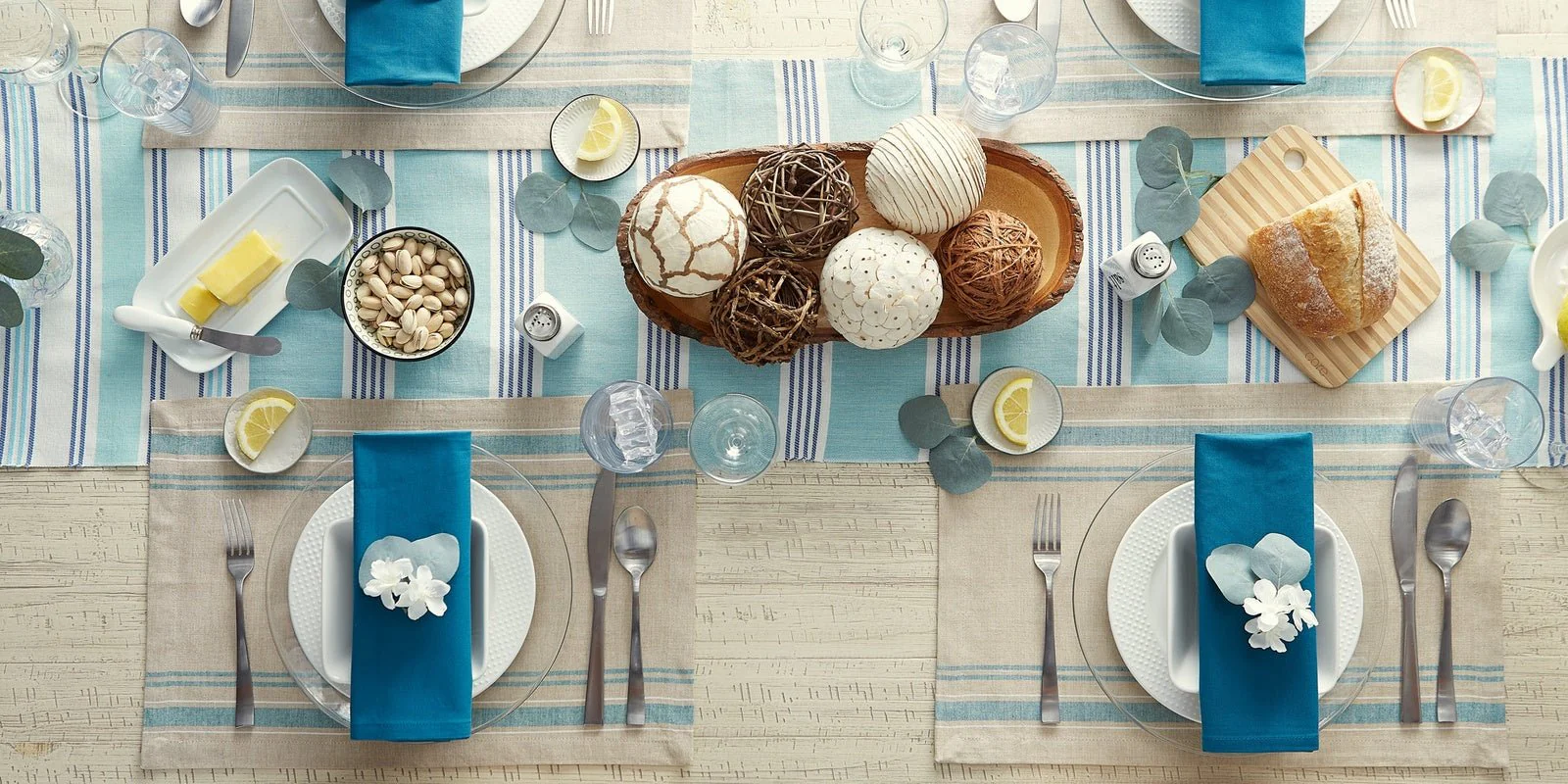 Teal French Stripe Placemats, Set Of 6 - Image 9
