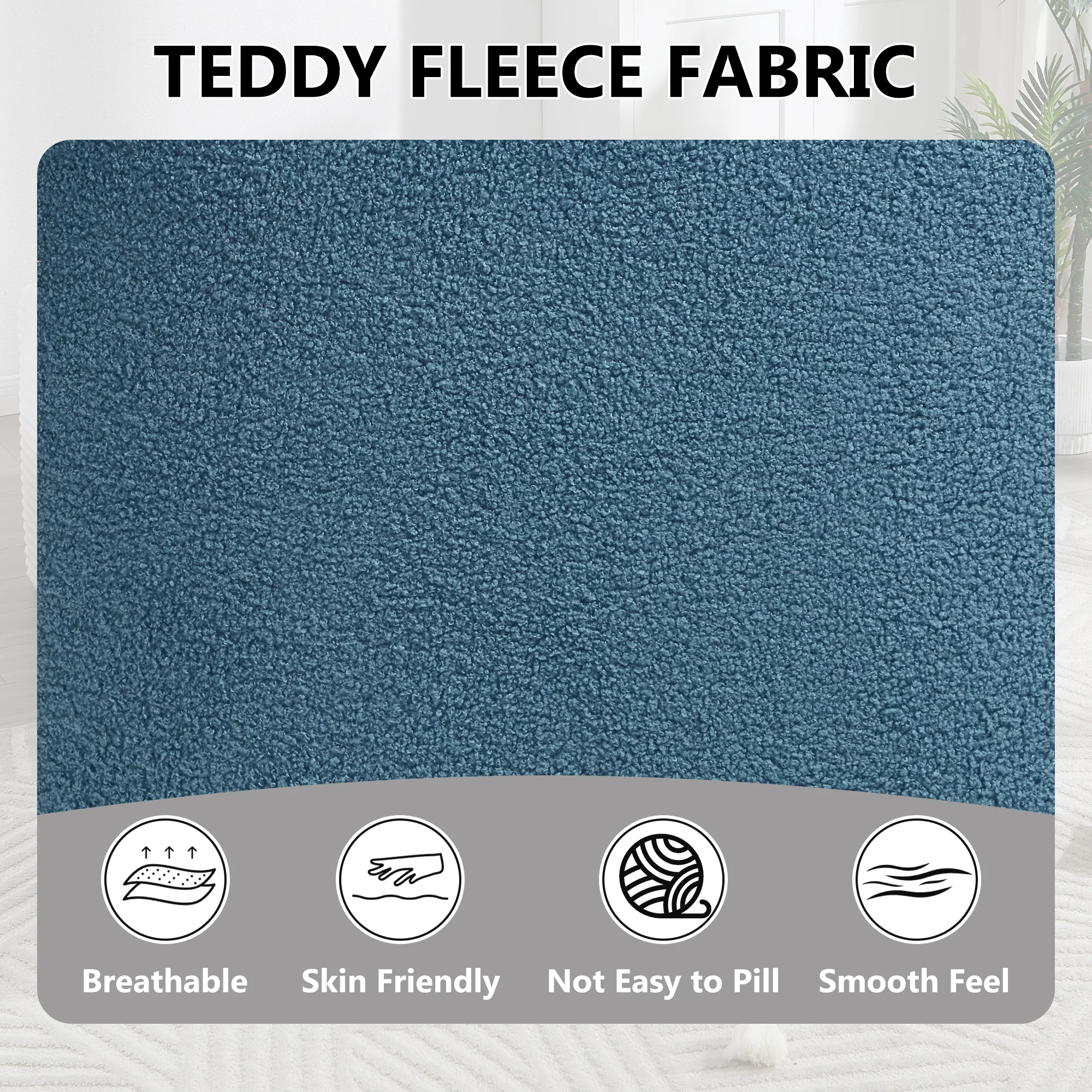 Teddy Fleece 360° Swivel Round Upholstered Comfy Accent Chair With Pillow - Image 6