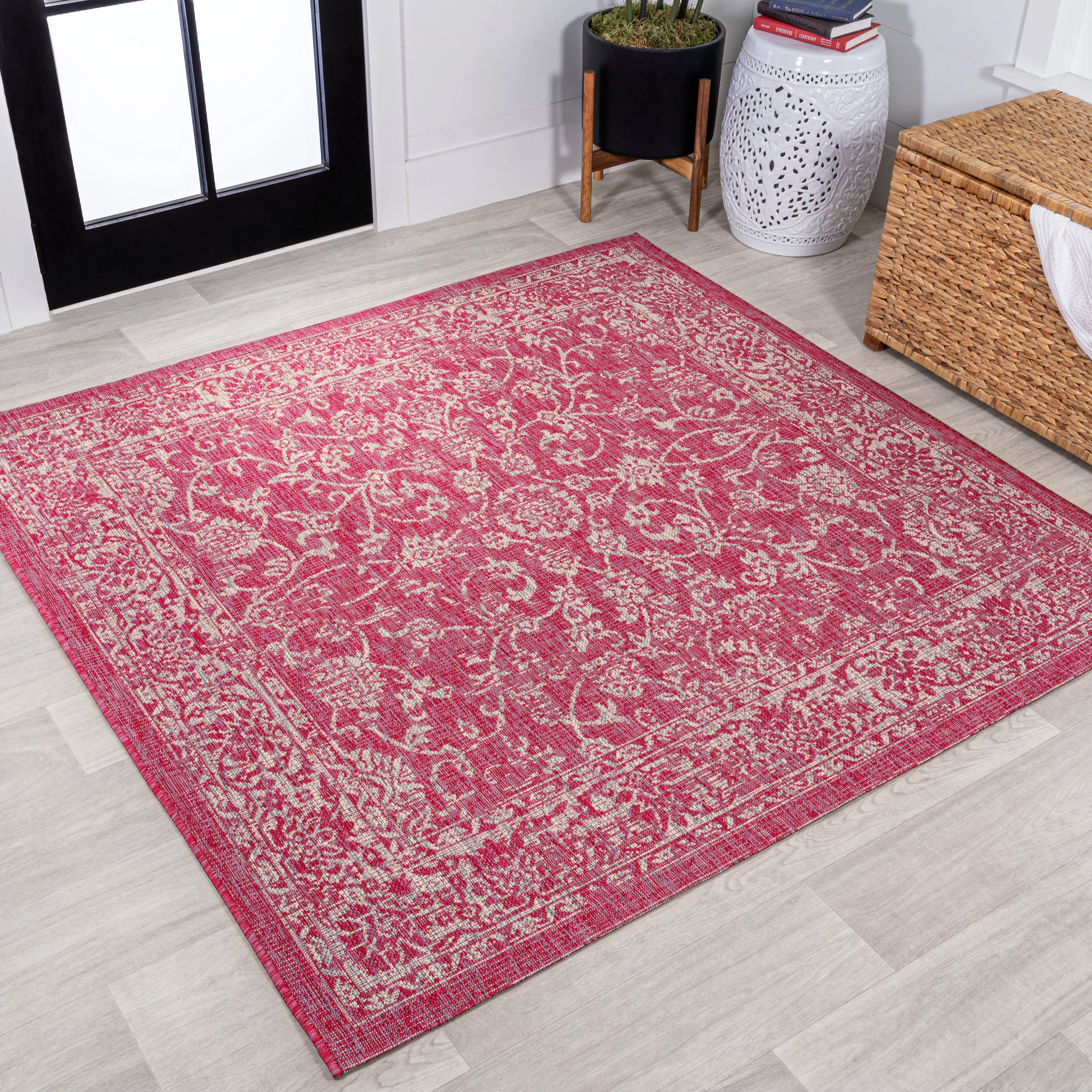 Tela Bohemian Textured Weave Floral Indoor/Outdoor Area Rug - Image 53
