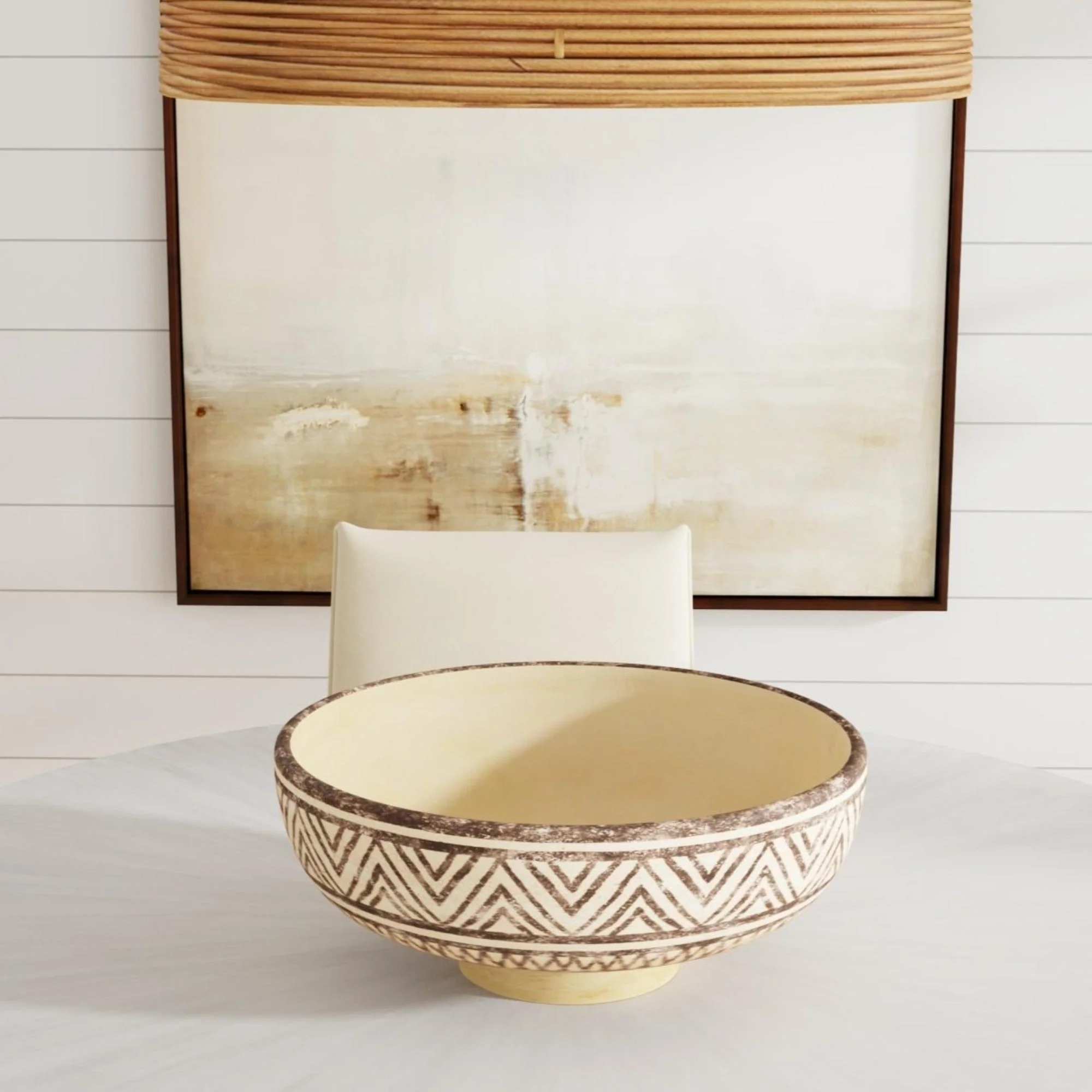 Terracotta Linear Abstract Decorative Bowl - Image 6