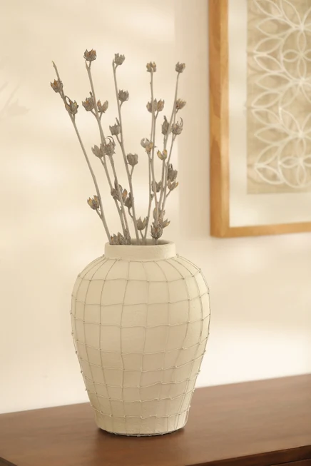 Terracotta Round Bouquet Vase with Wireframe - Image 2