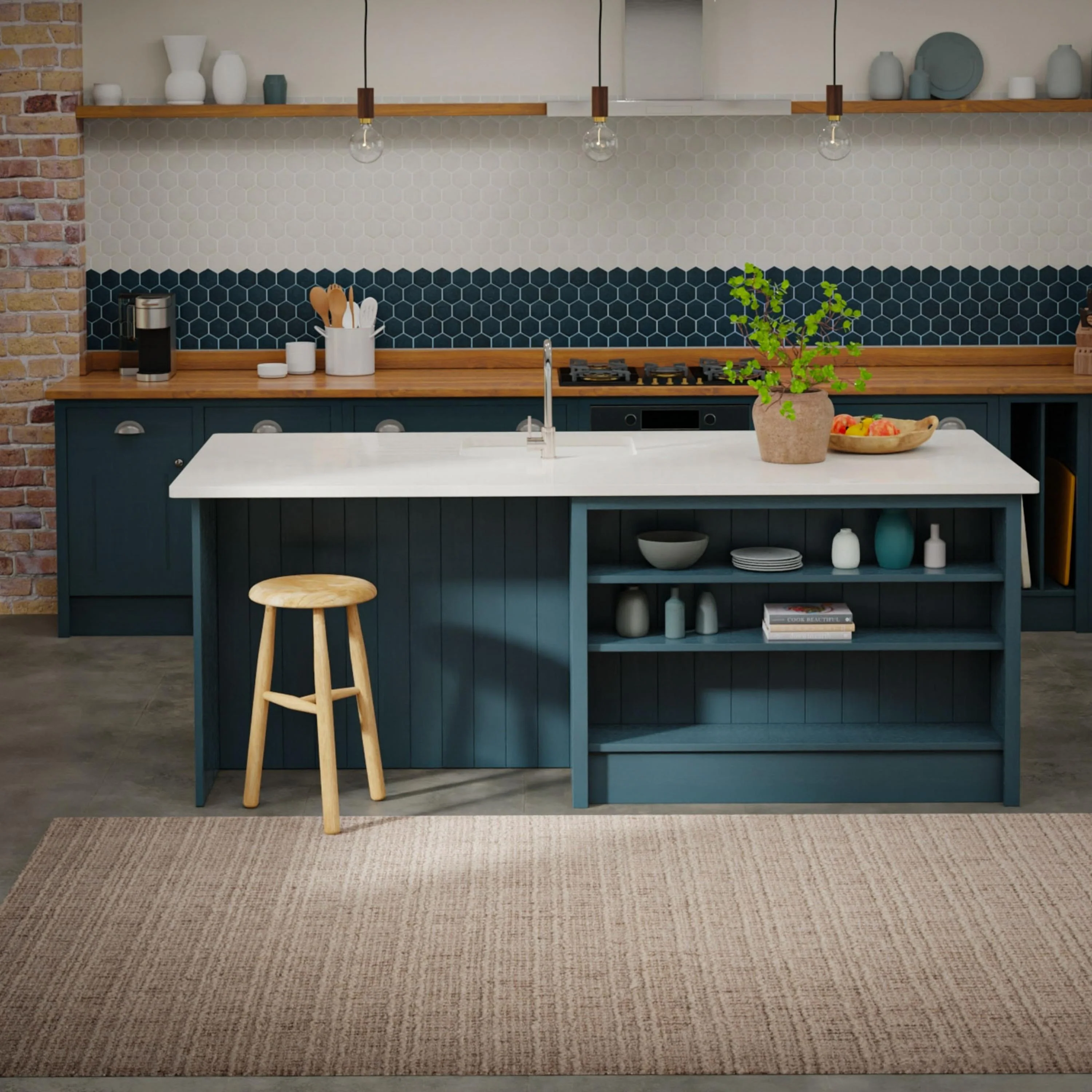 Textured Hand Tufted 100% Wool Geometric Area Rug - Image 2