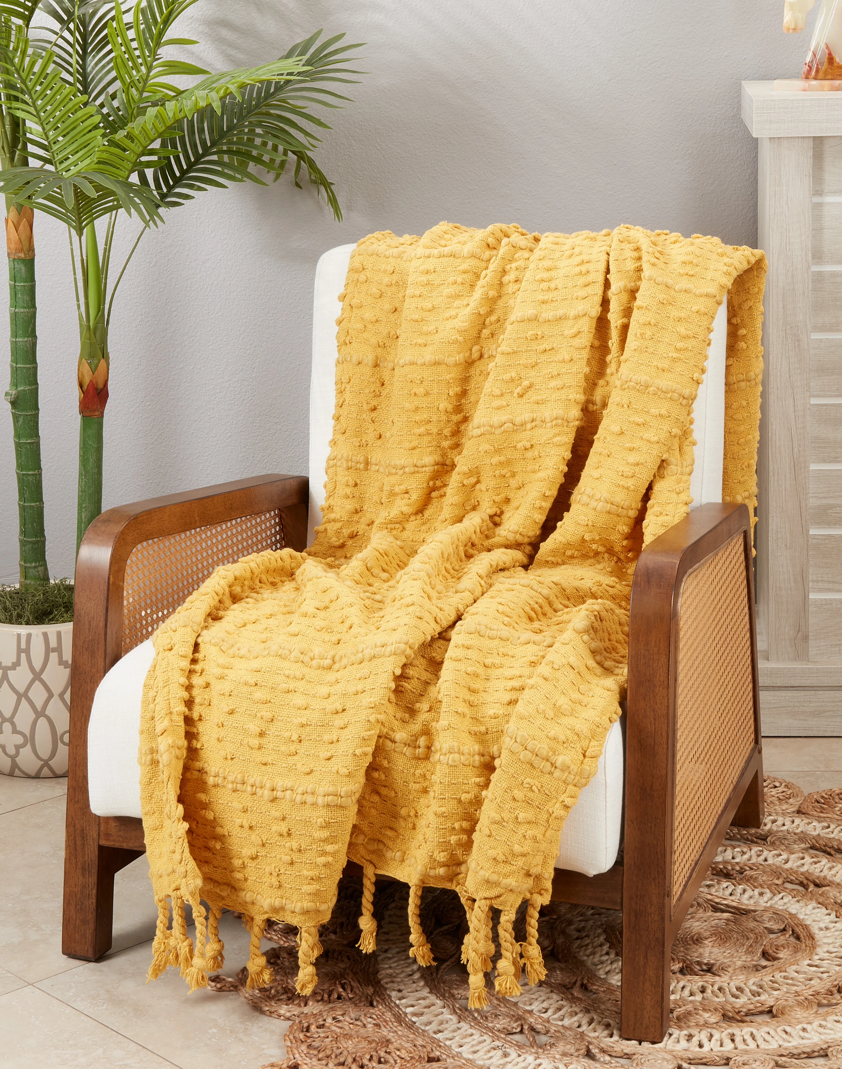 Textured Stripe Woven Fringe Throw Blanket - Image 7