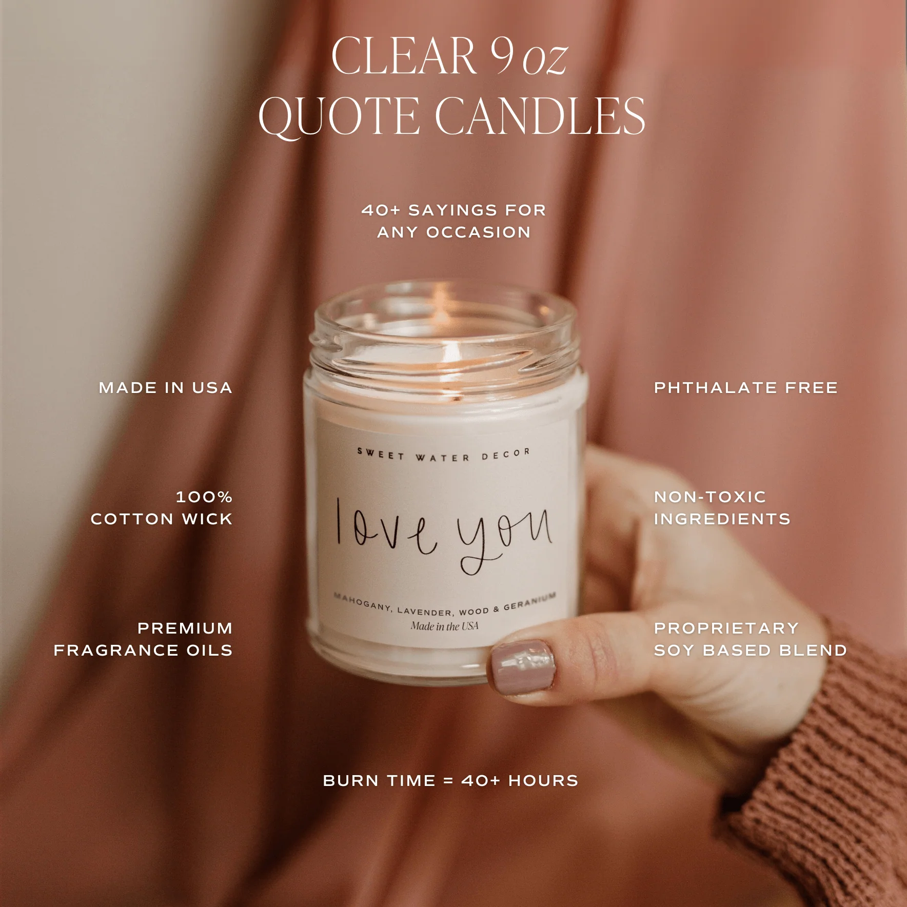 Thank You! Soy Candle - Clear Jar - 9 oz (Island Air) - Image 4