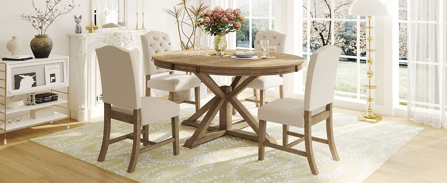 Thistlebrook 5-Piece Dining Table Set with Extendable Table and 4 Upholstered Chairs - Image 19