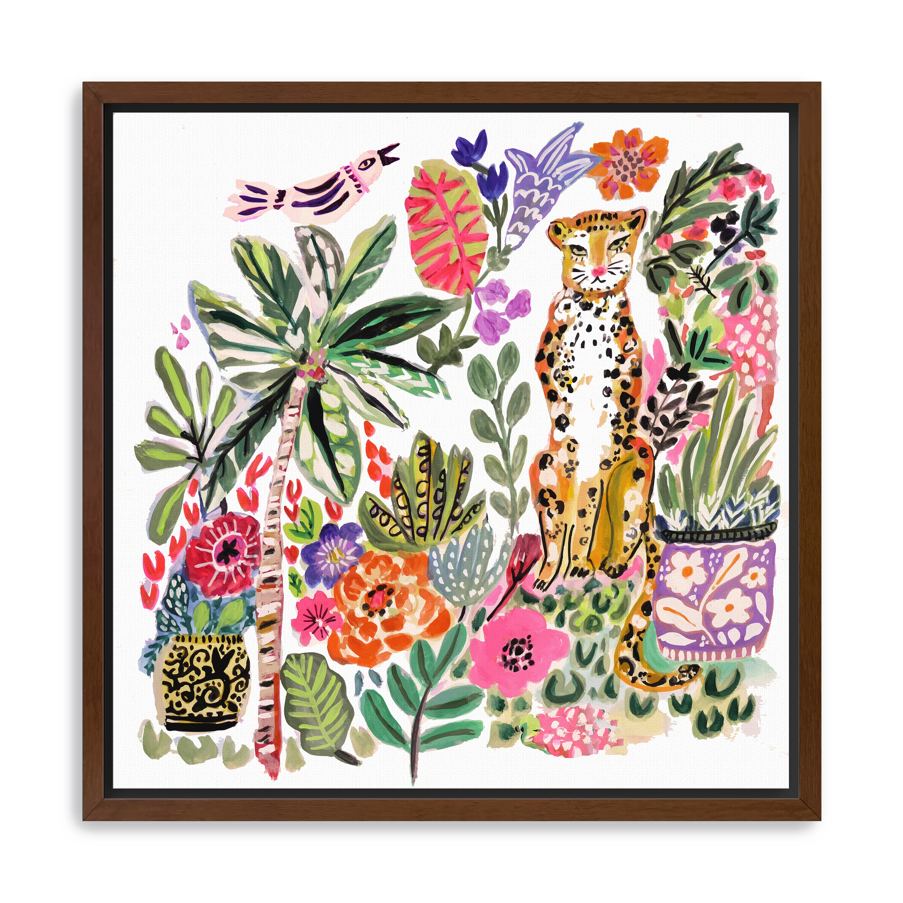 Tiger With Palm Tree And Bird 2 Canvas Giclee - Image 5
